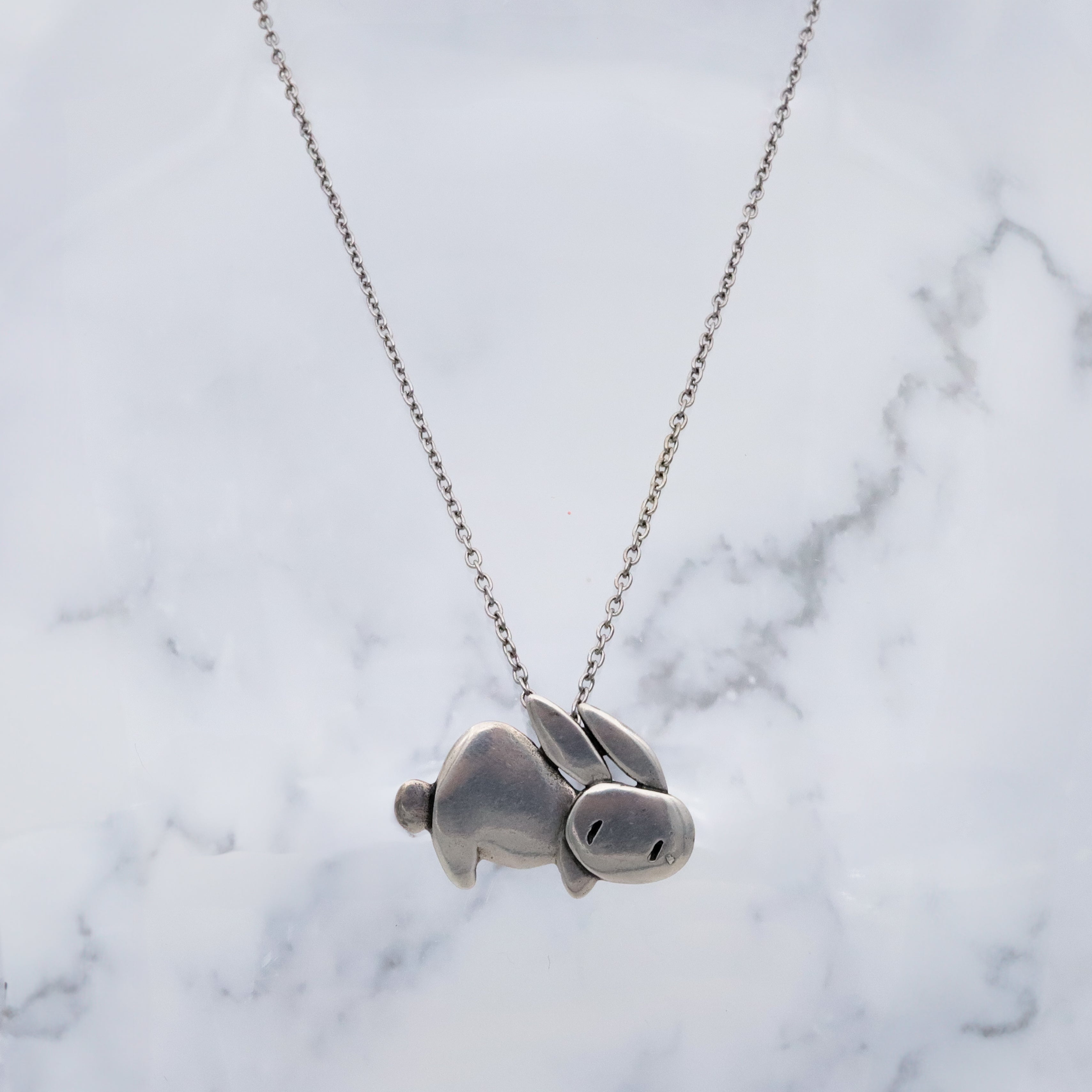 Retro Mark Poulin handmade sterling bunny pendant