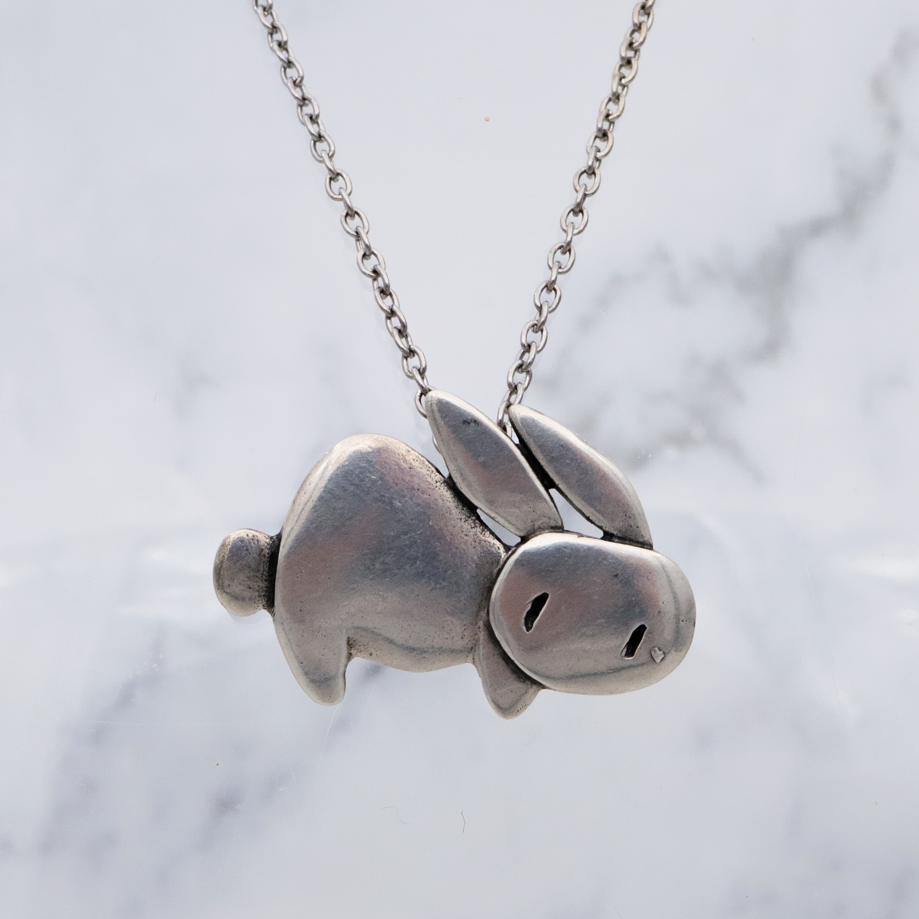 Retro Mark Poulin handmade sterling bunny pendant