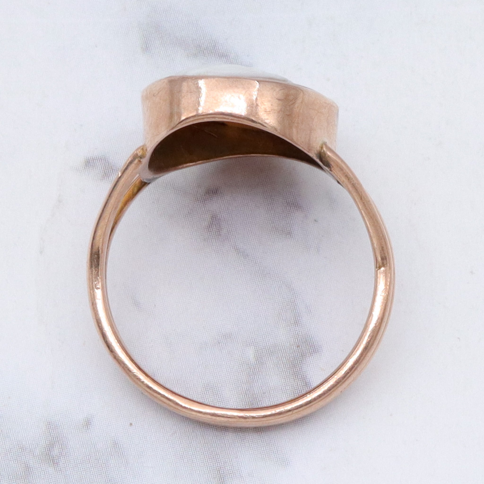 Antique Victorian 9k gold shell cameo ring, sz 6.75