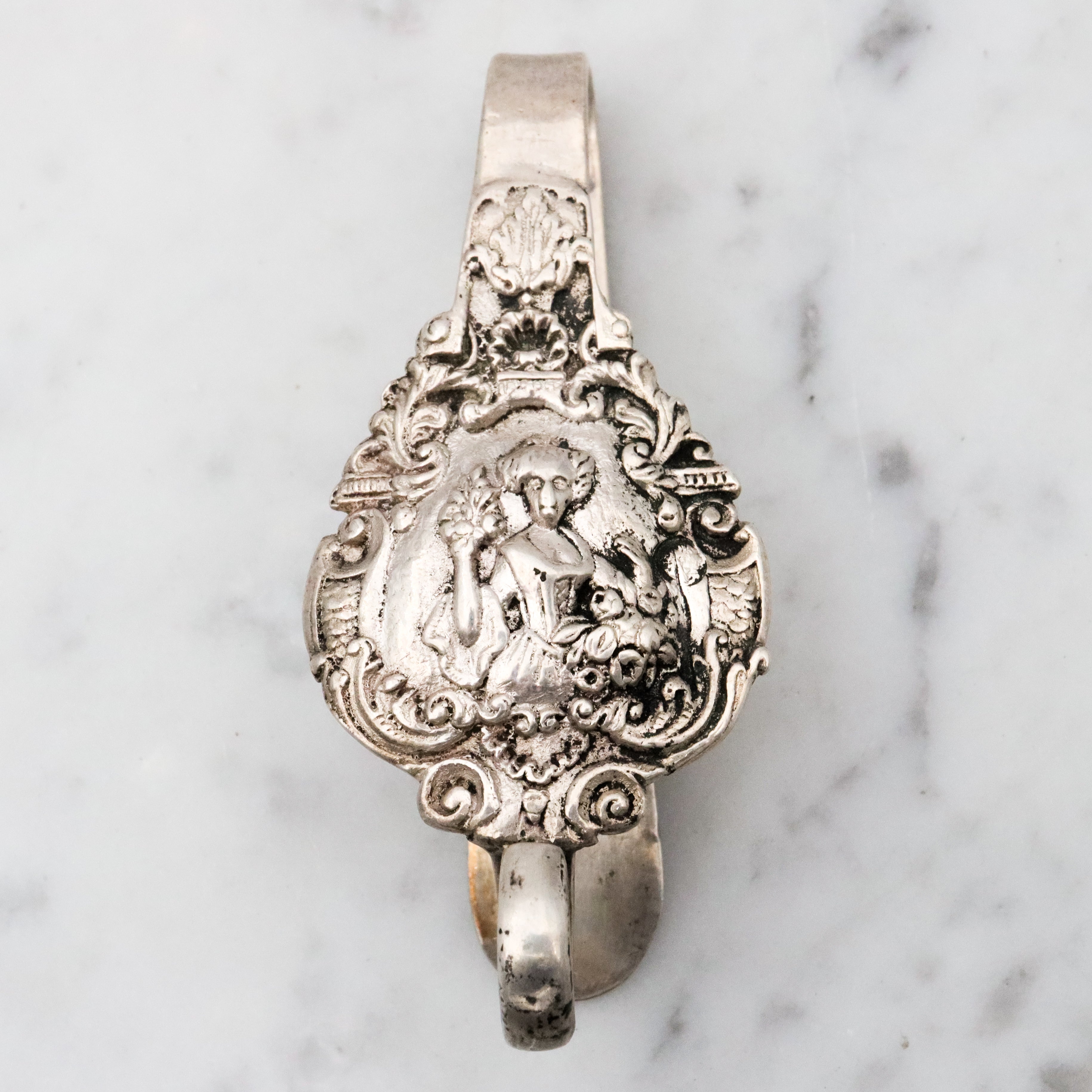 Antique 1853 Dutch silver chatelaine clip