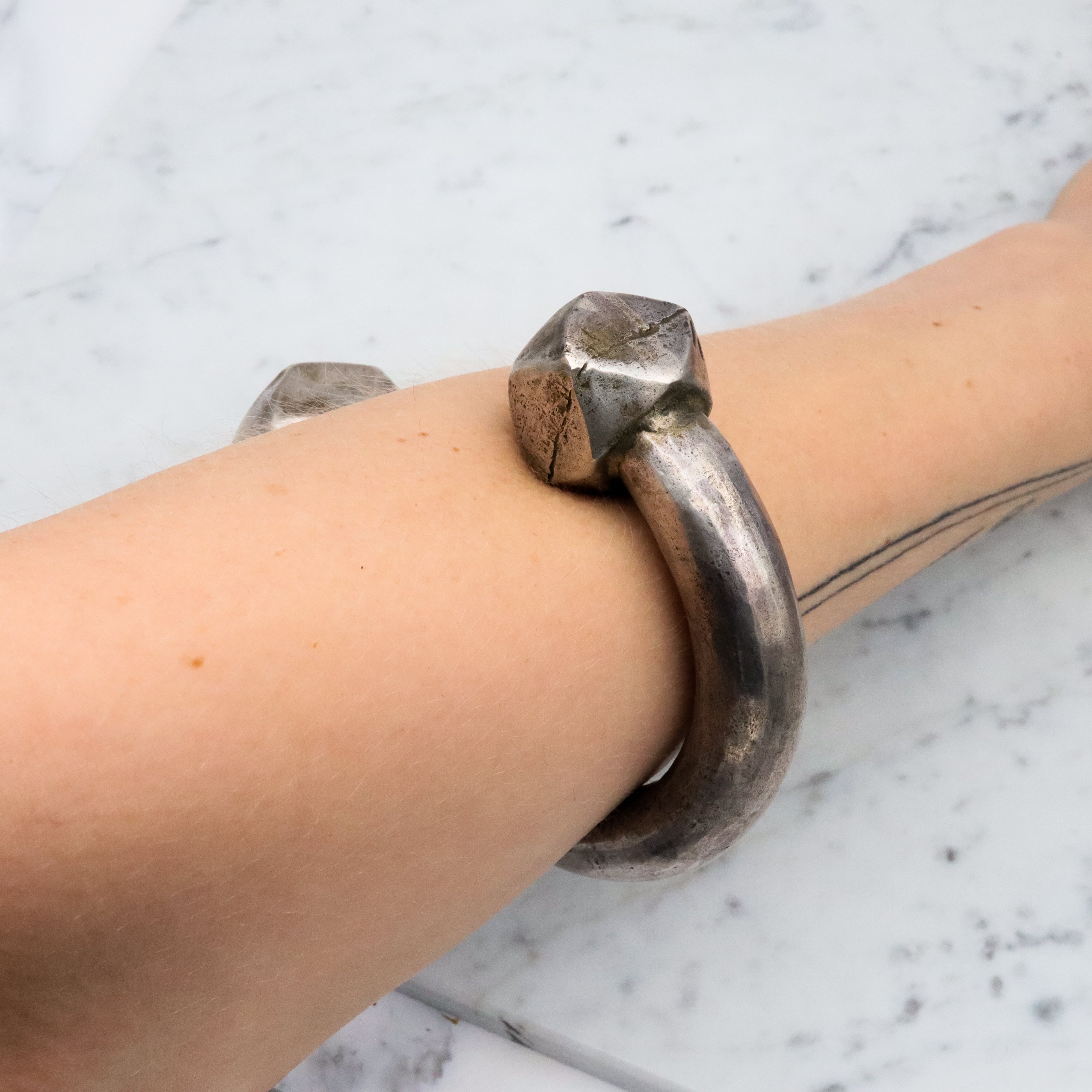 Antique African tribal Fulani style silver arm cuff