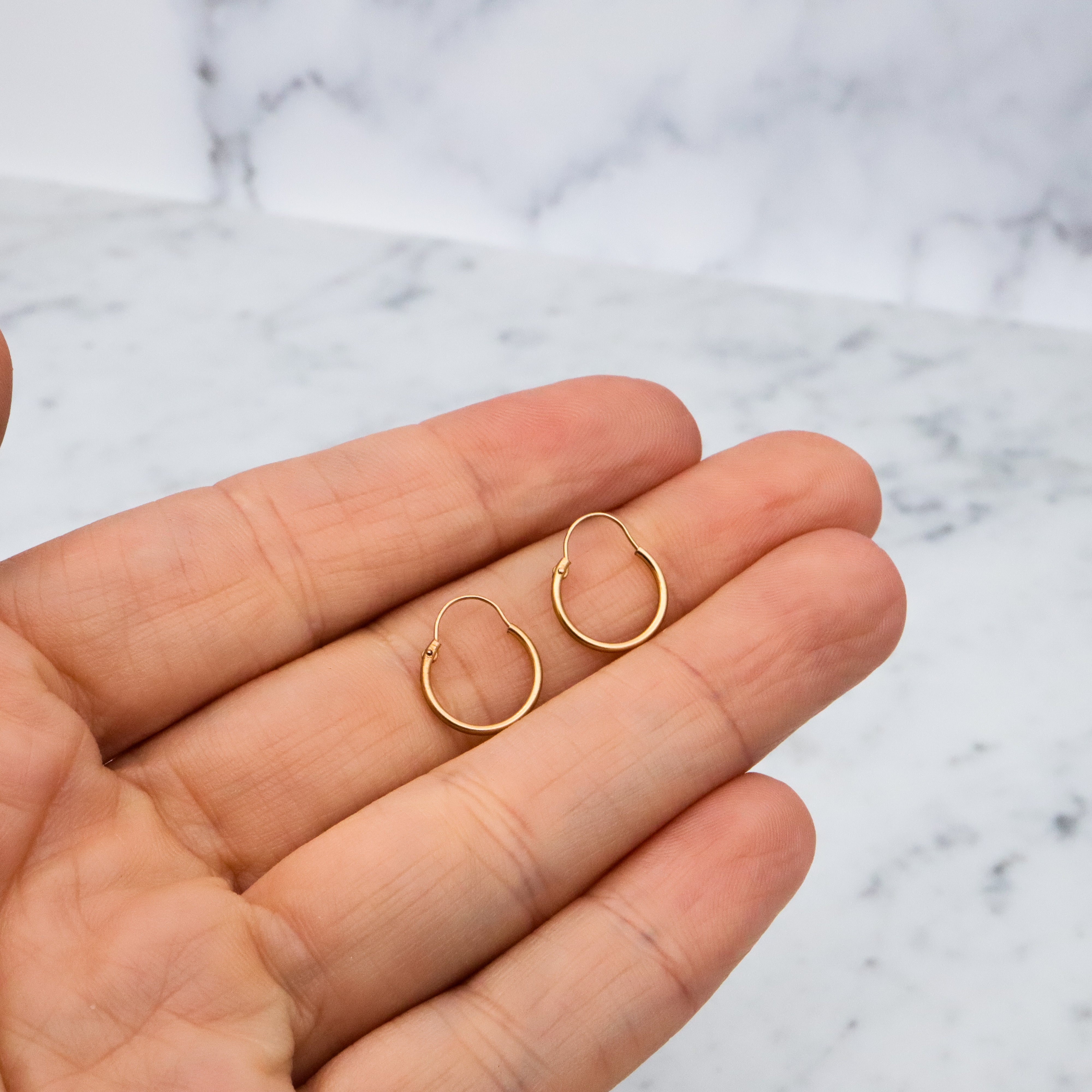 Simple Vintage petite gold filled hoops