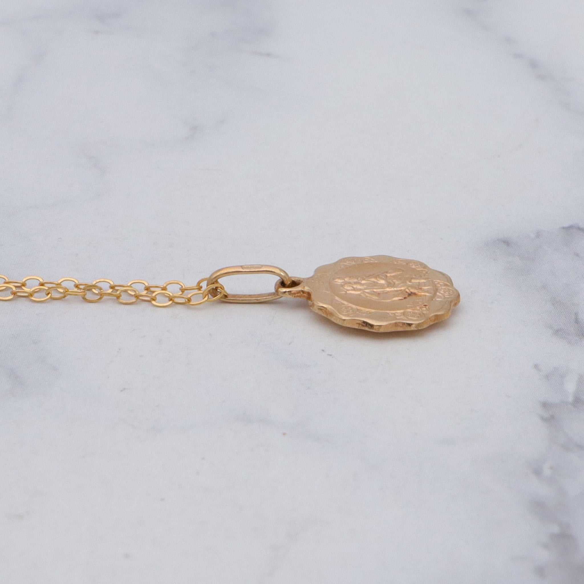 Vintage Italian 10k gold St. Christopher medallion necklace