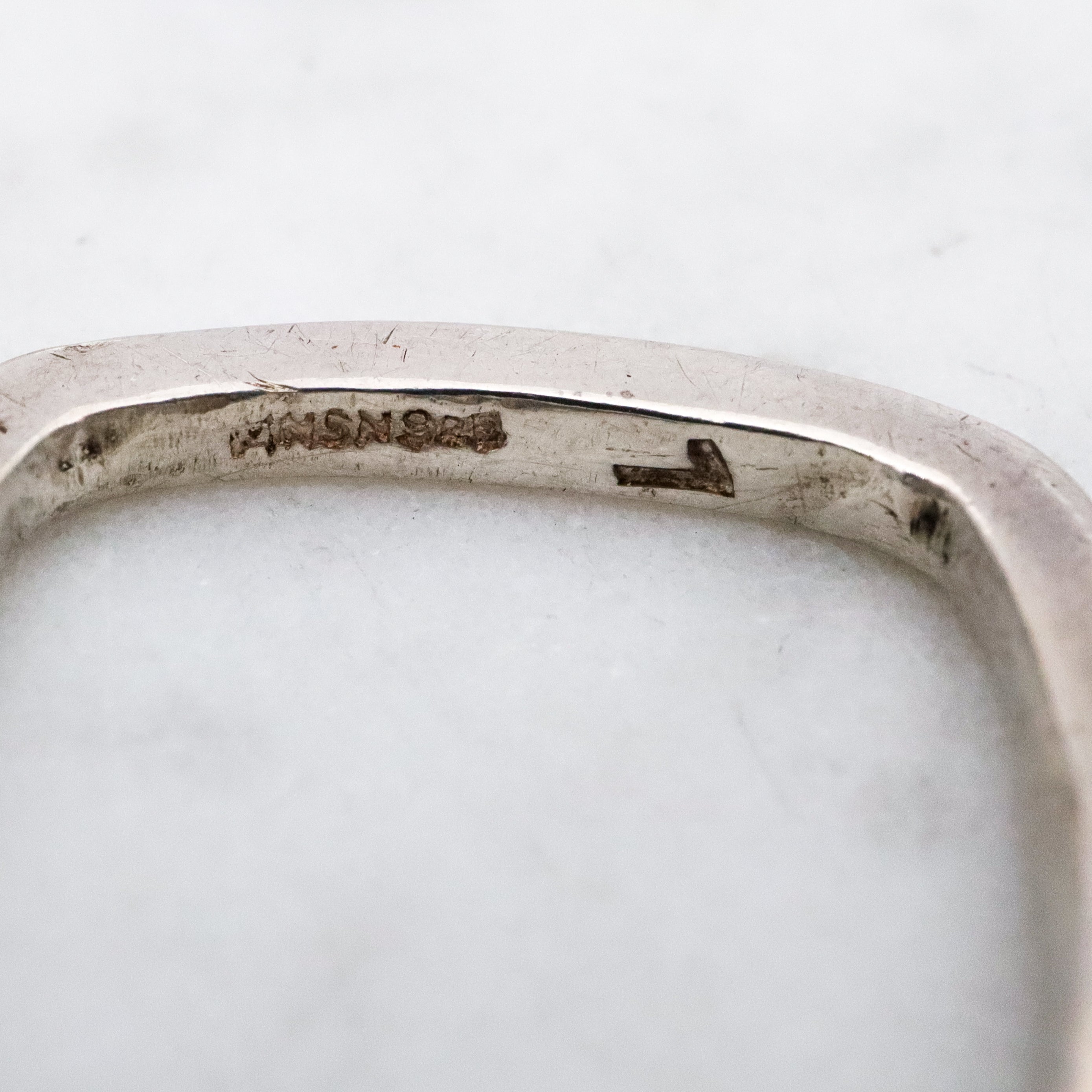 Retro minimalist sterling purple glass solitaire square ring, size 9