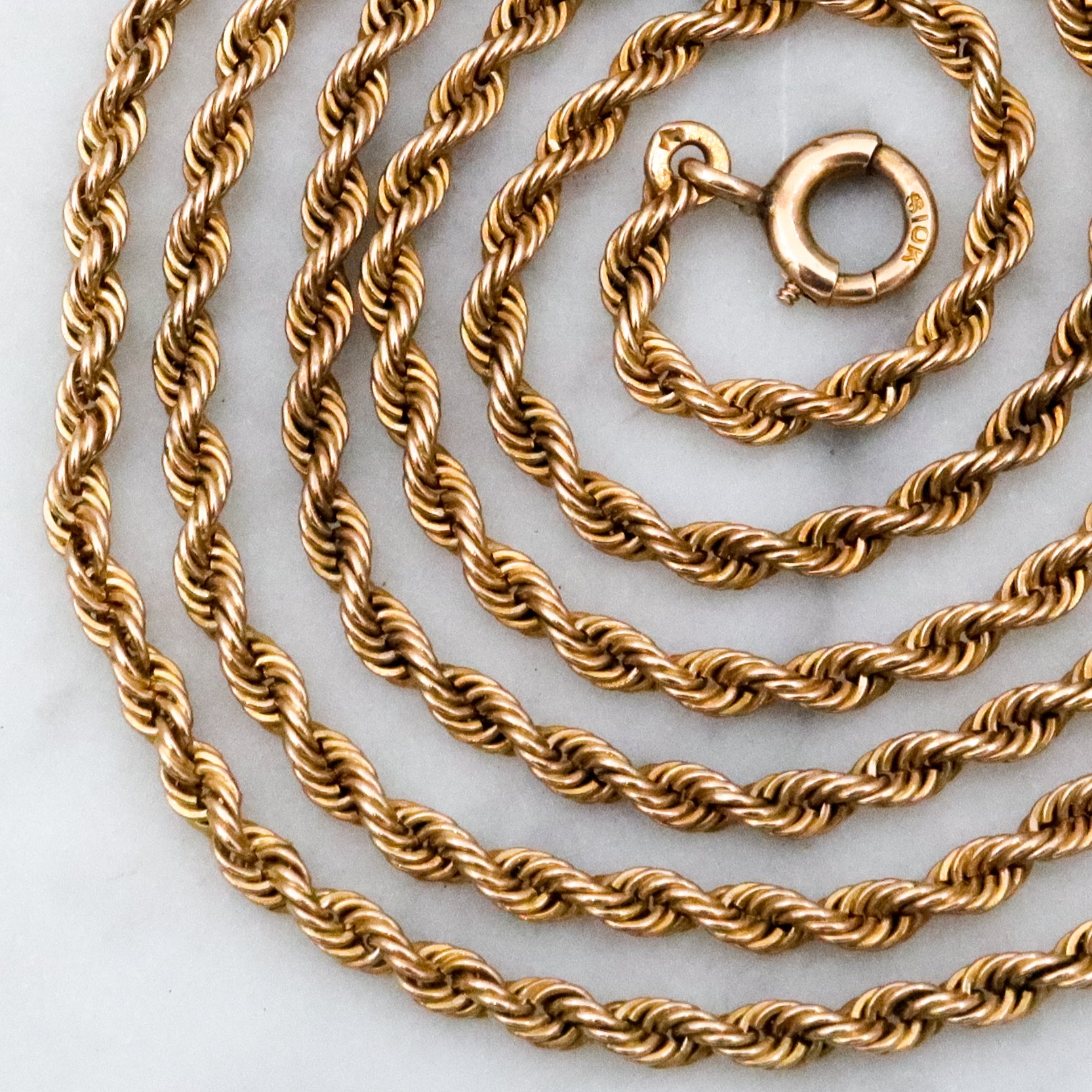 Vintage 10k gold 2mm rope link chain 22"