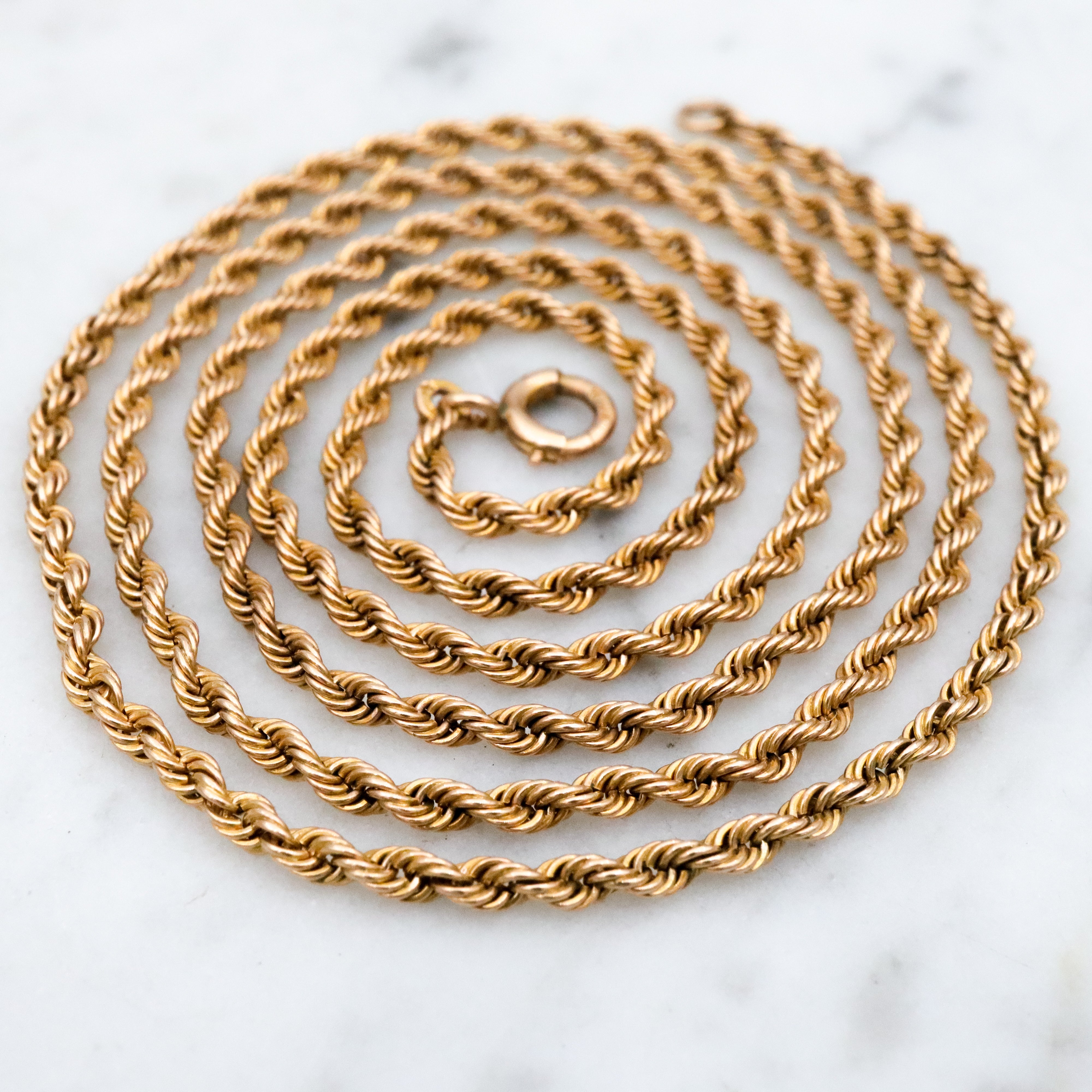 Vintage 10k gold 2mm rope link chain 22"