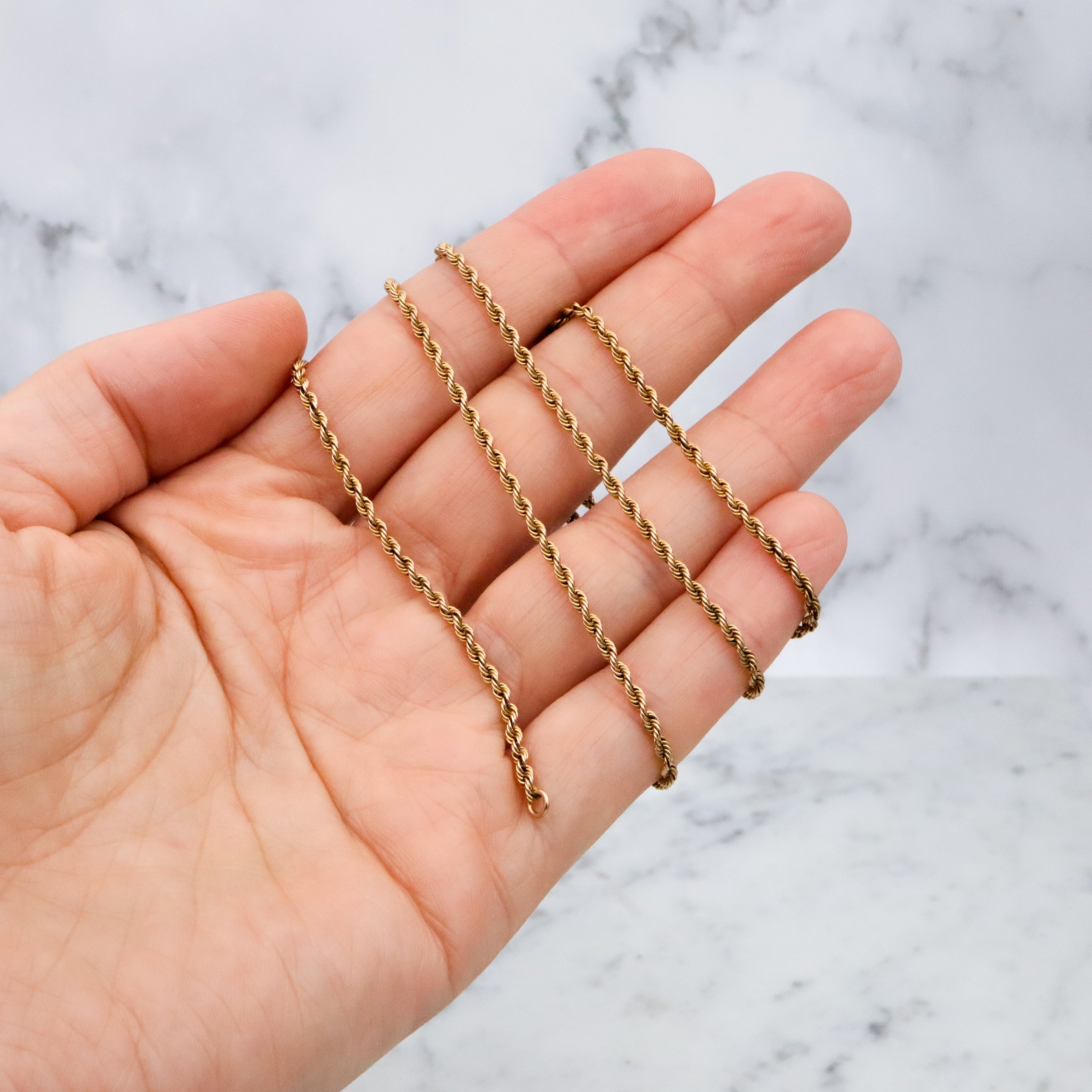 Vintage 10k gold 2mm rope link chain 22"