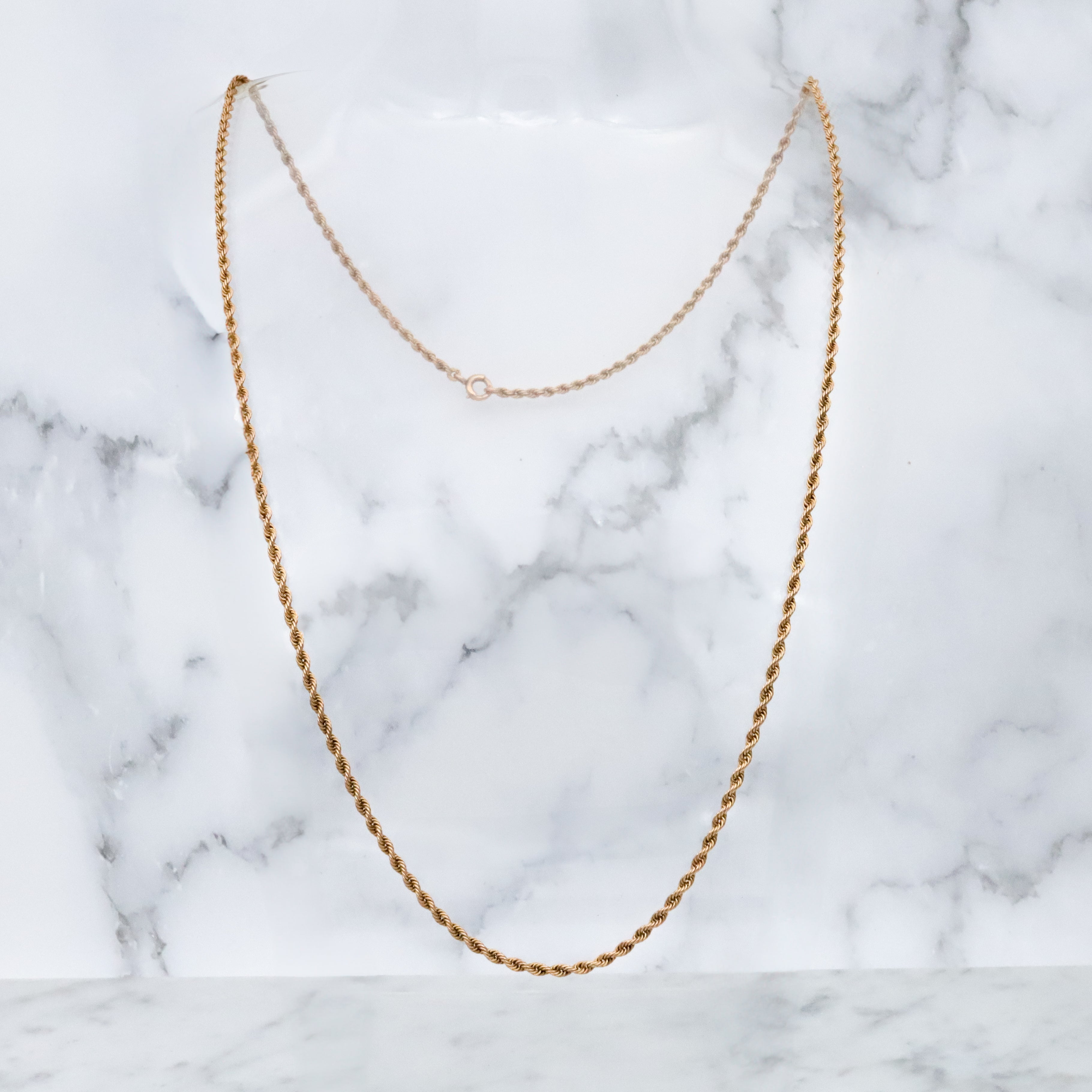 Vintage 10k gold 2mm rope link chain 22"