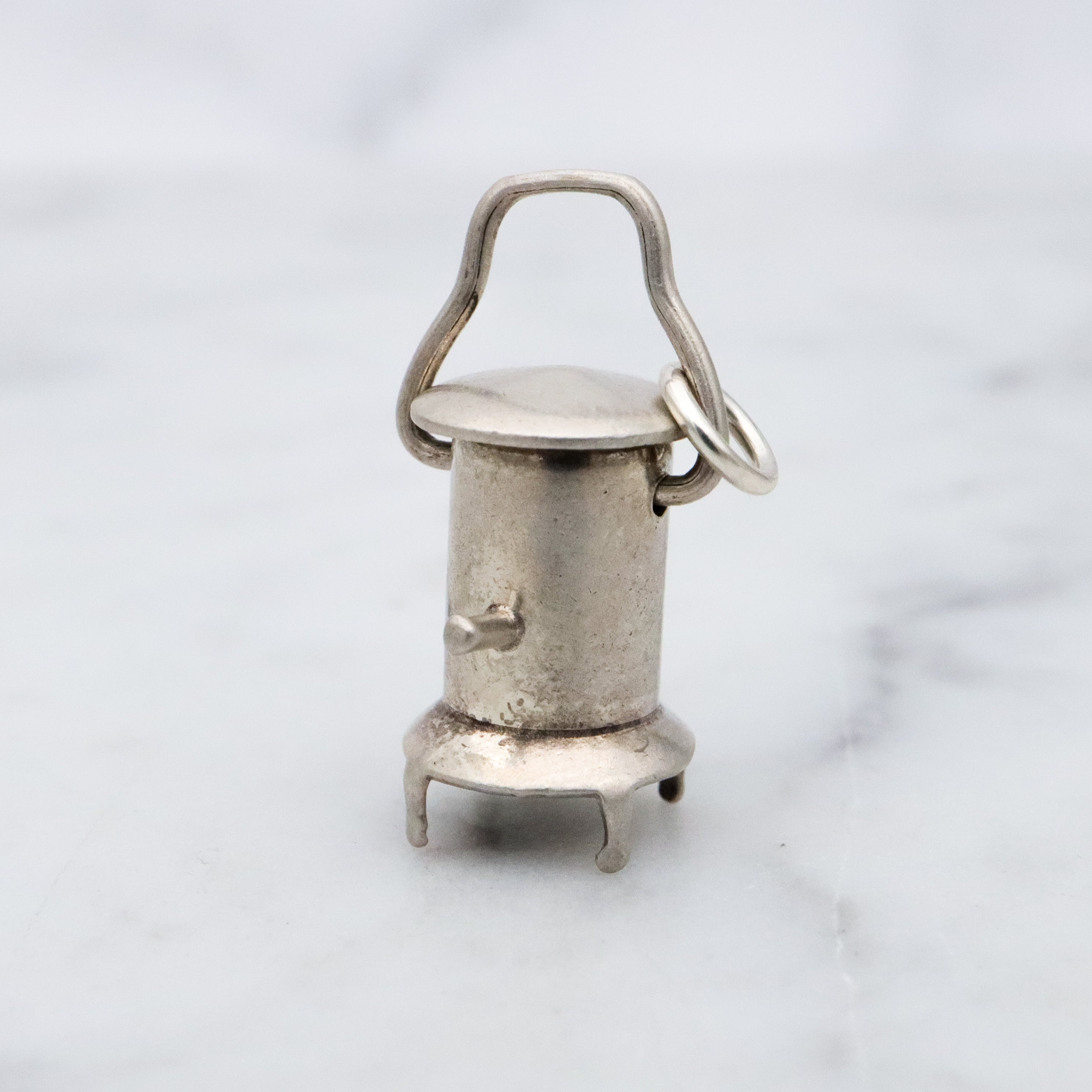 Antique sterling wood stove or lantern charm pendant
