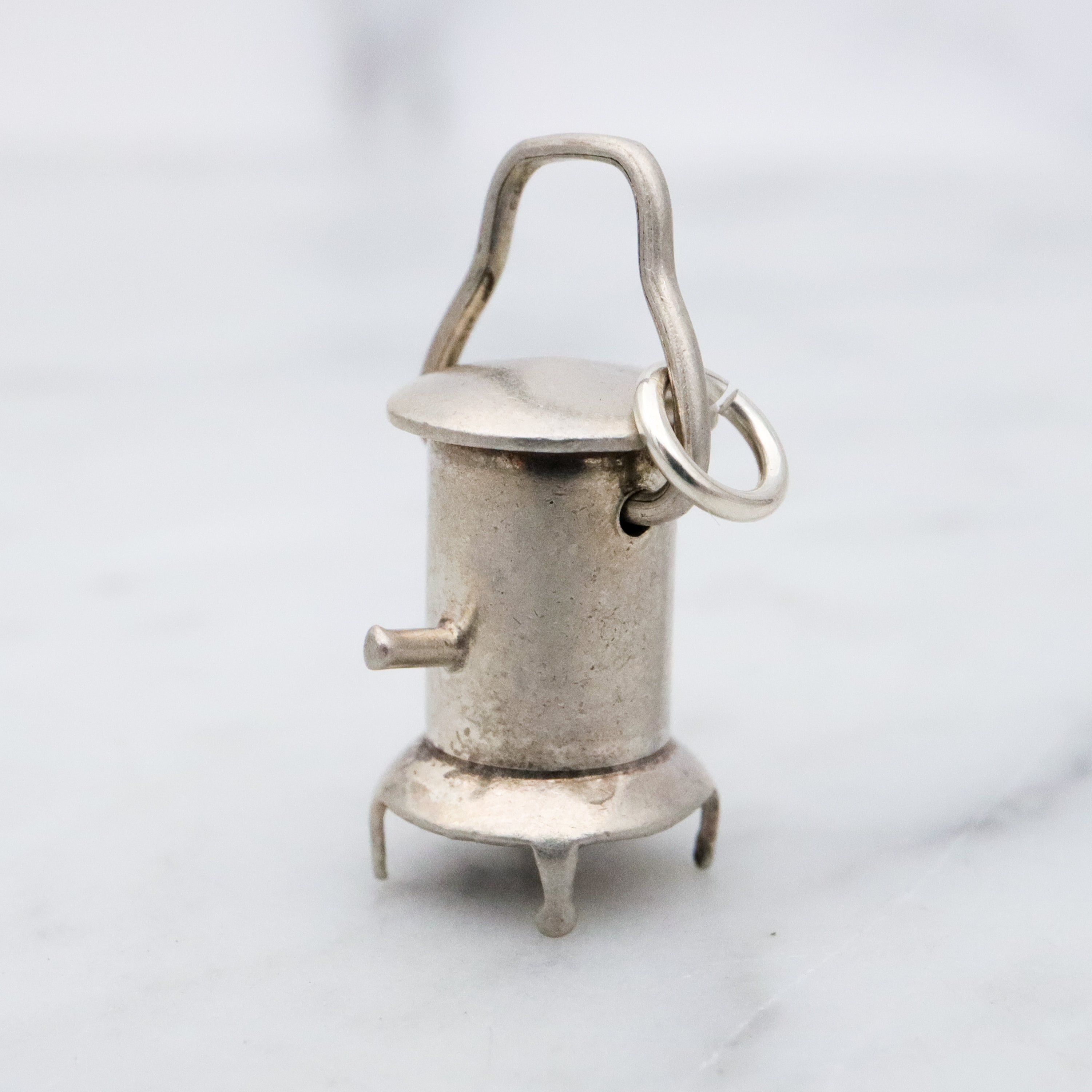 Antique sterling wood stove or lantern charm pendant