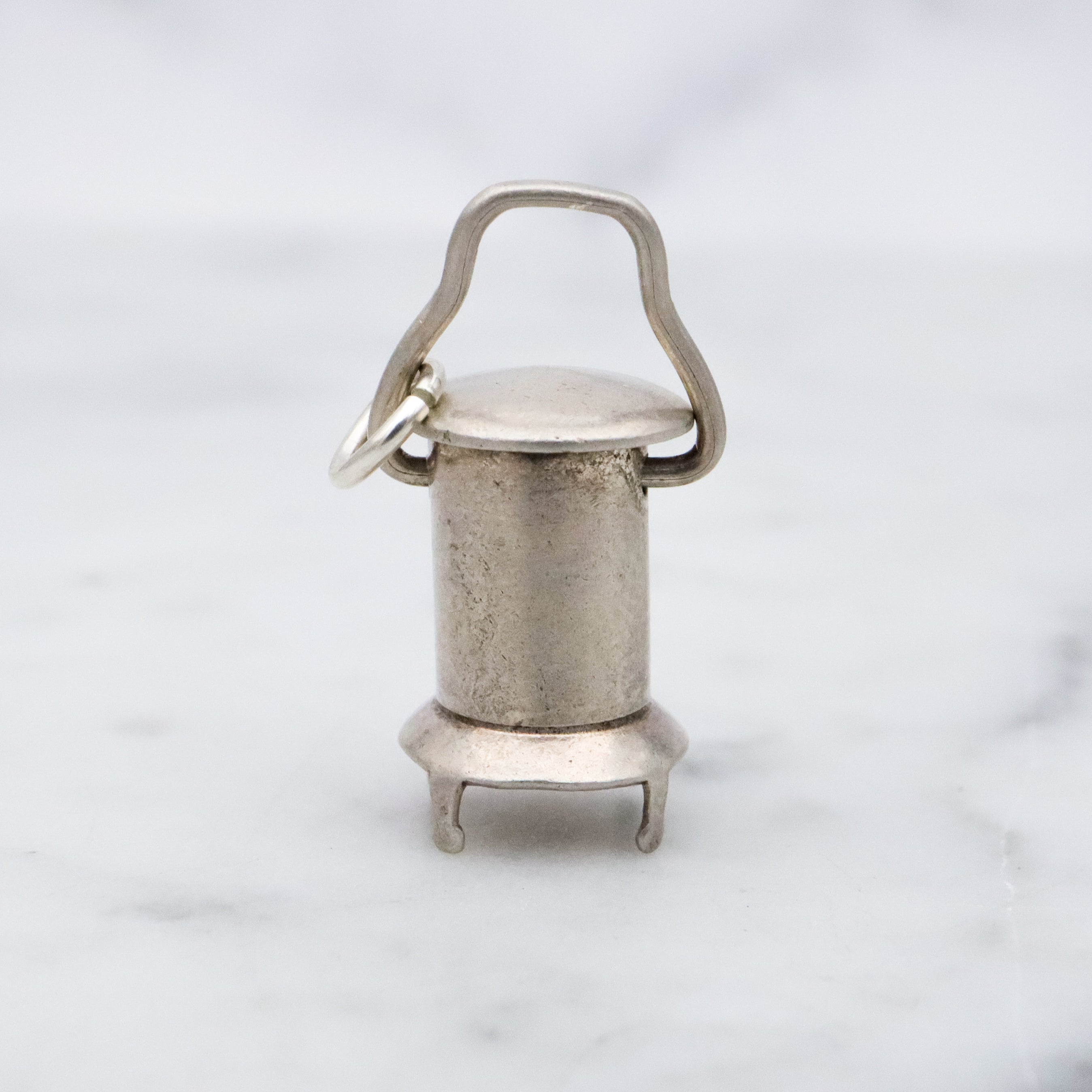 Antique sterling wood stove or lantern charm pendant
