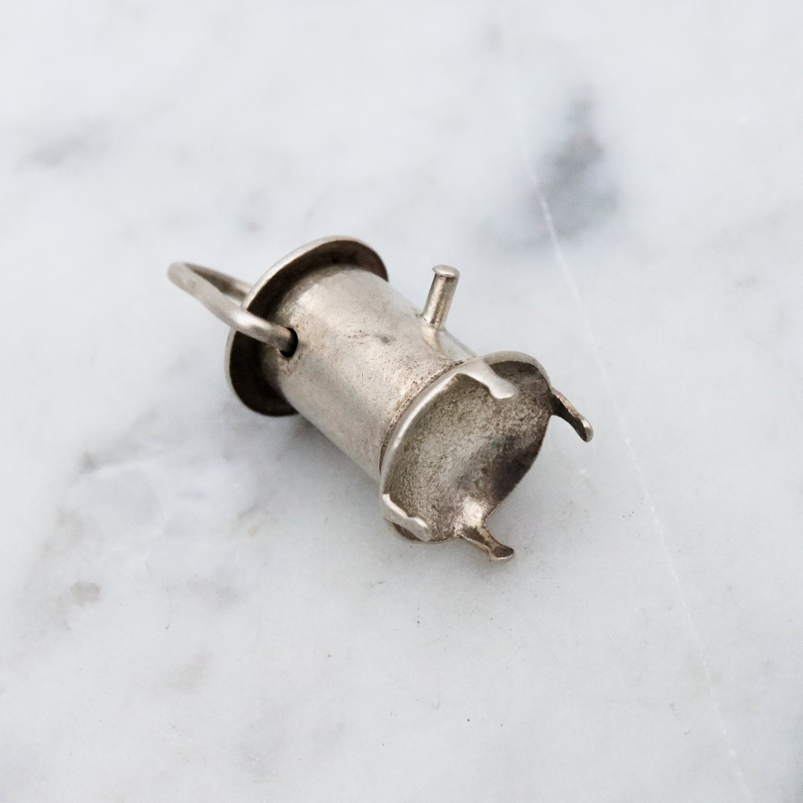 Antique sterling wood stove or lantern charm pendant