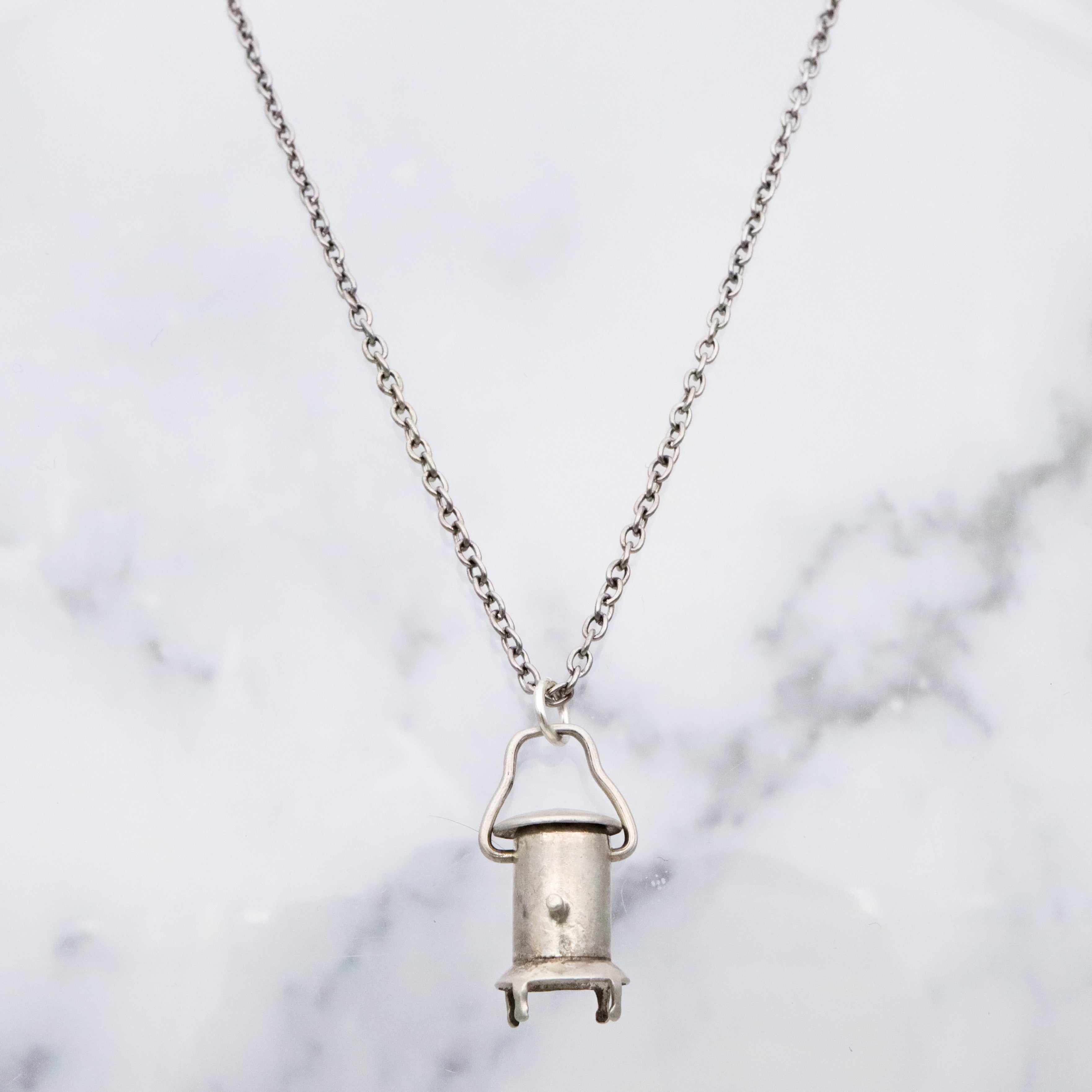 Antique sterling wood stove or lantern charm pendant