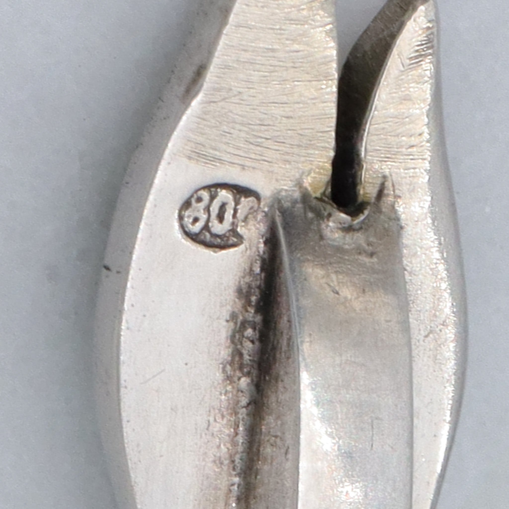 Art Deco French .800 silver & turquoise leaf drop pendant