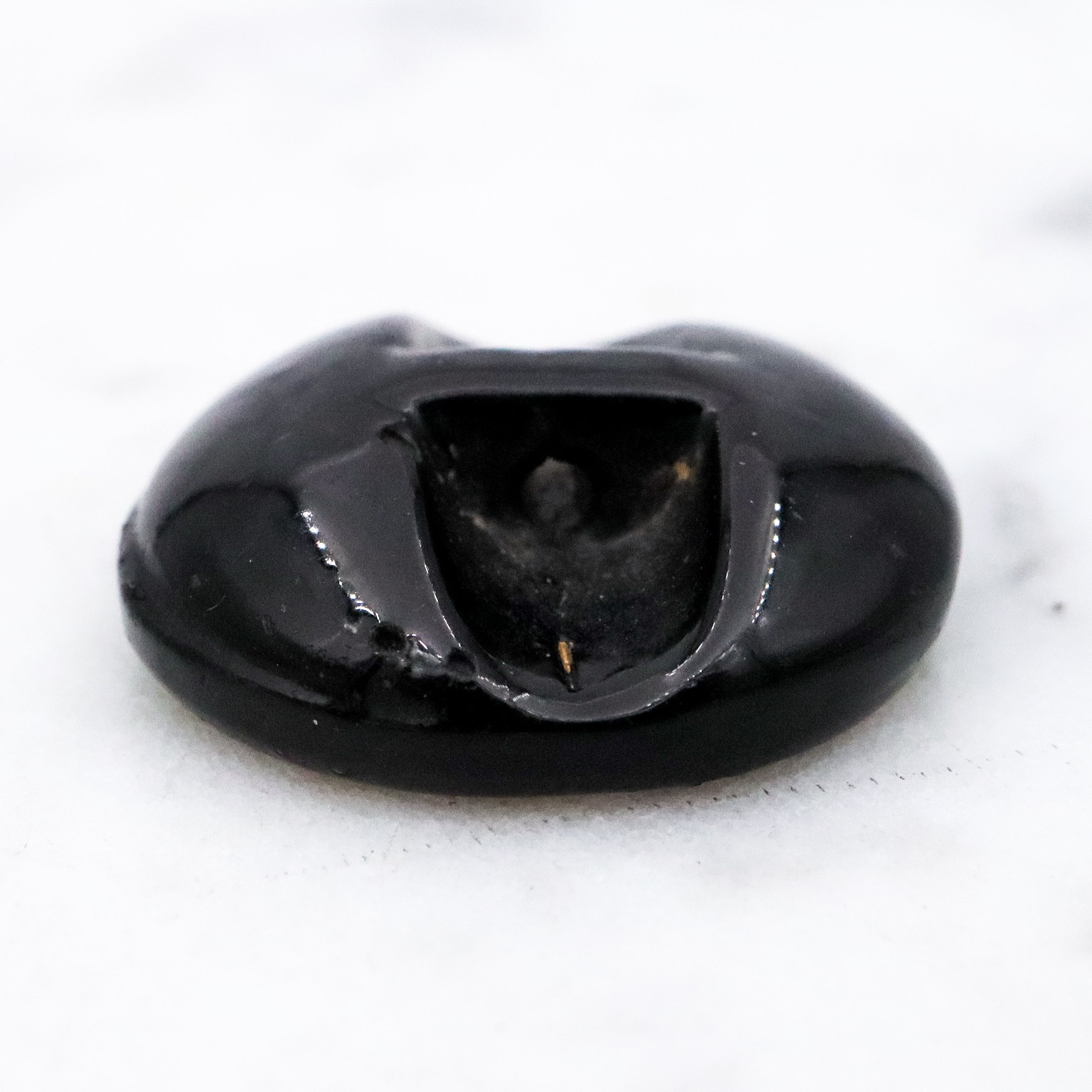 Antique Victorian black glass Orientalist painted picture button