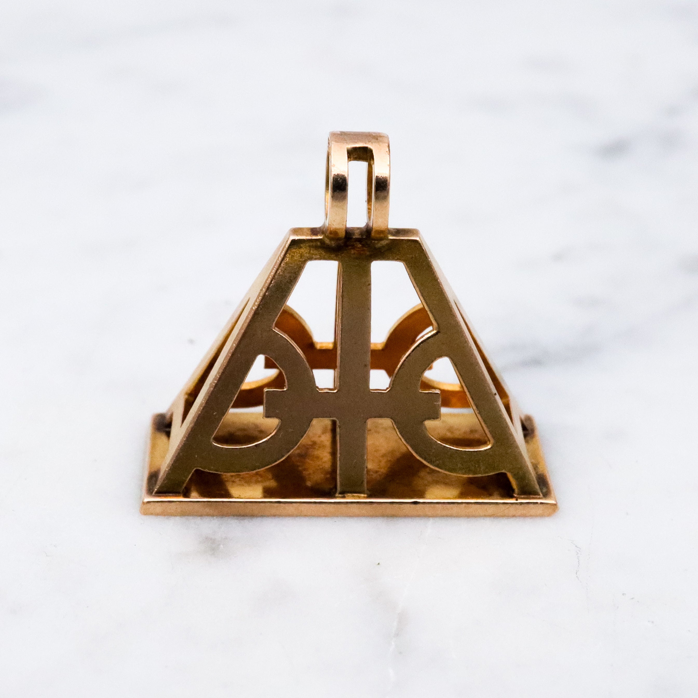 Antique Victorian 10k gold geometric cutout fob pendant