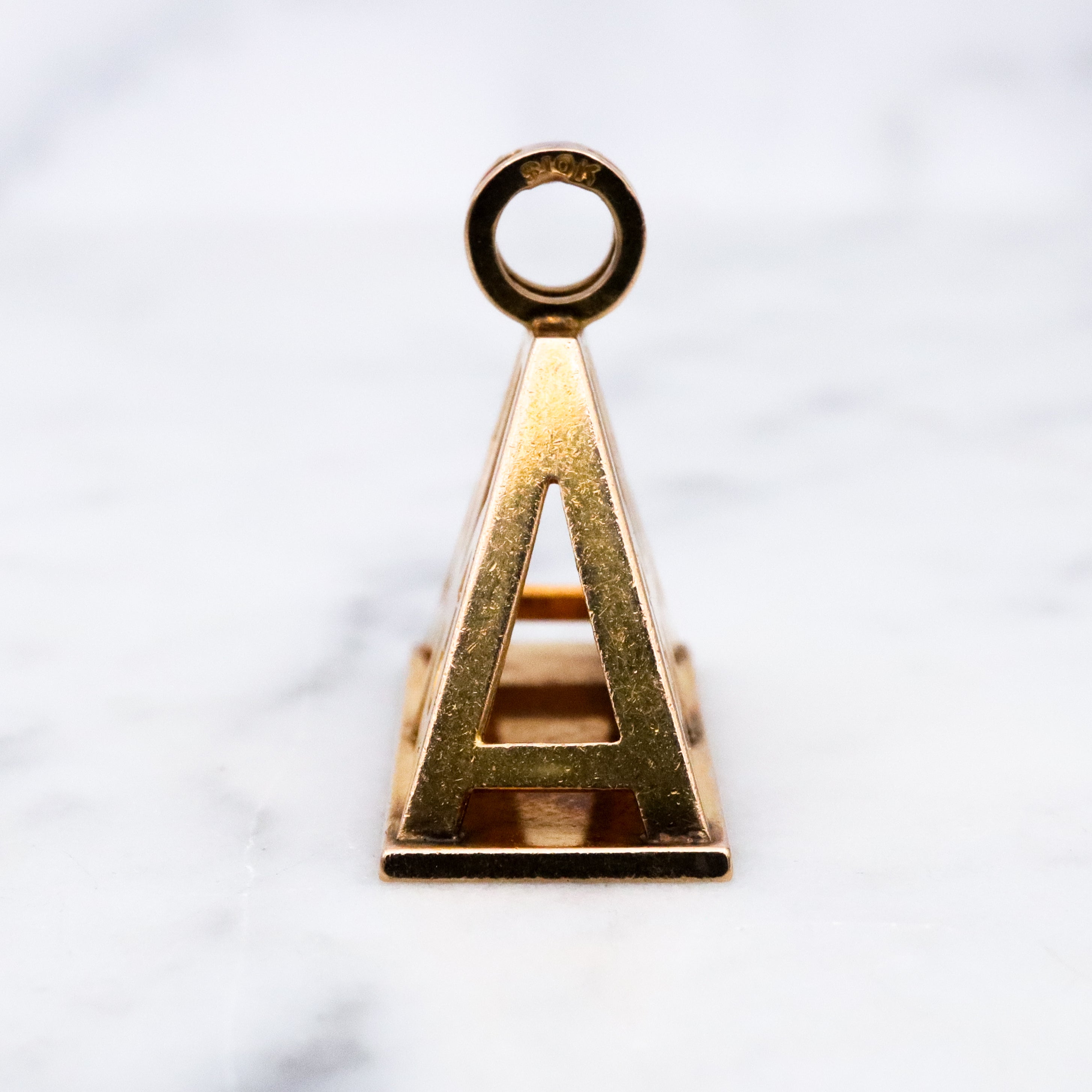 Antique Victorian 10k gold geometric cutout fob pendant