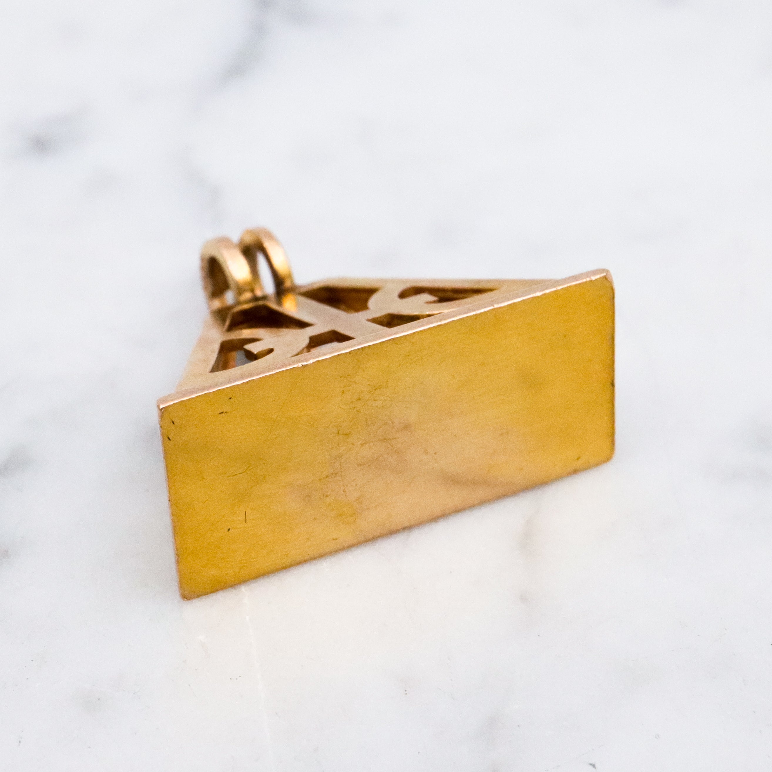 Antique Victorian 10k gold geometric cutout fob pendant