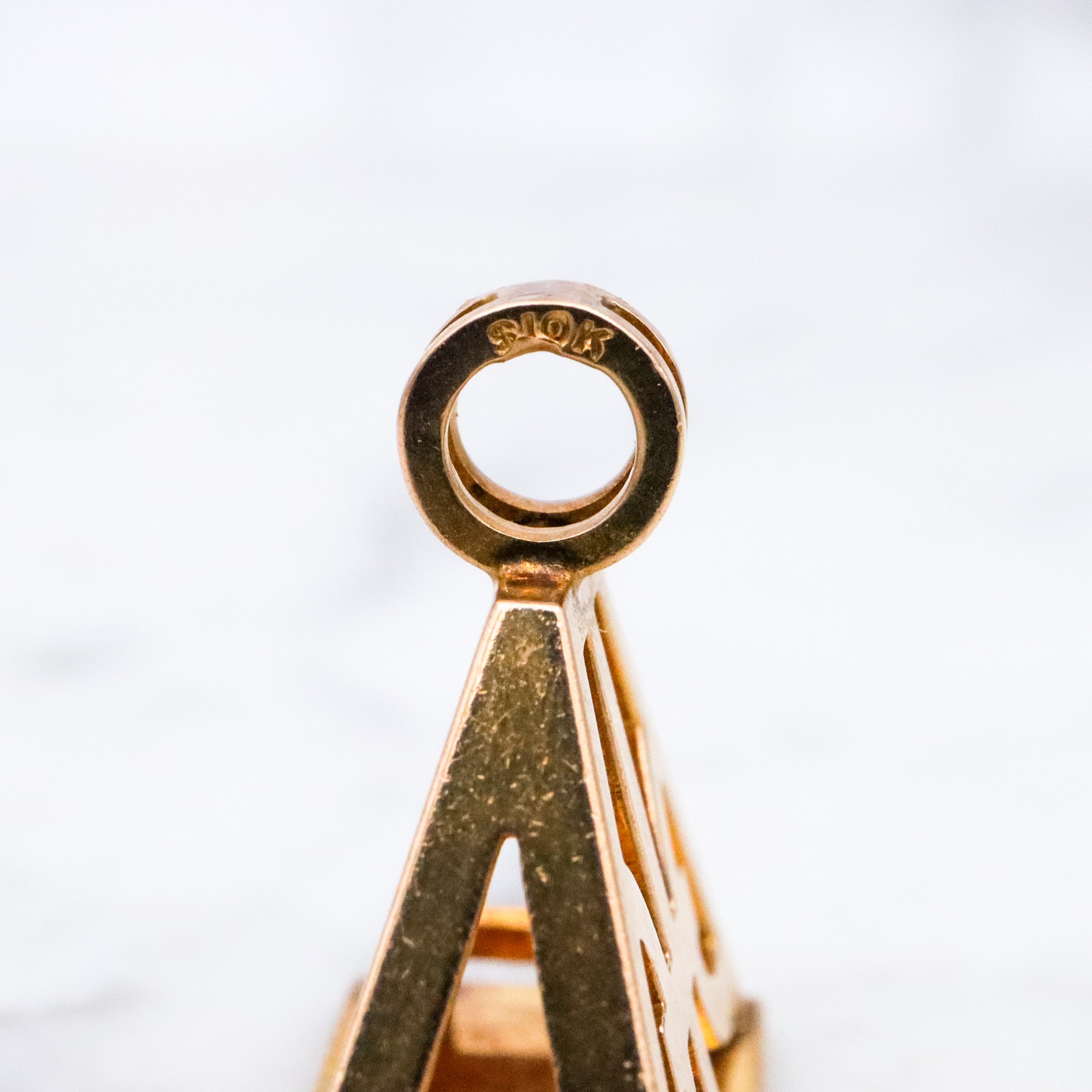 Antique Victorian 10k gold geometric cutout fob pendant