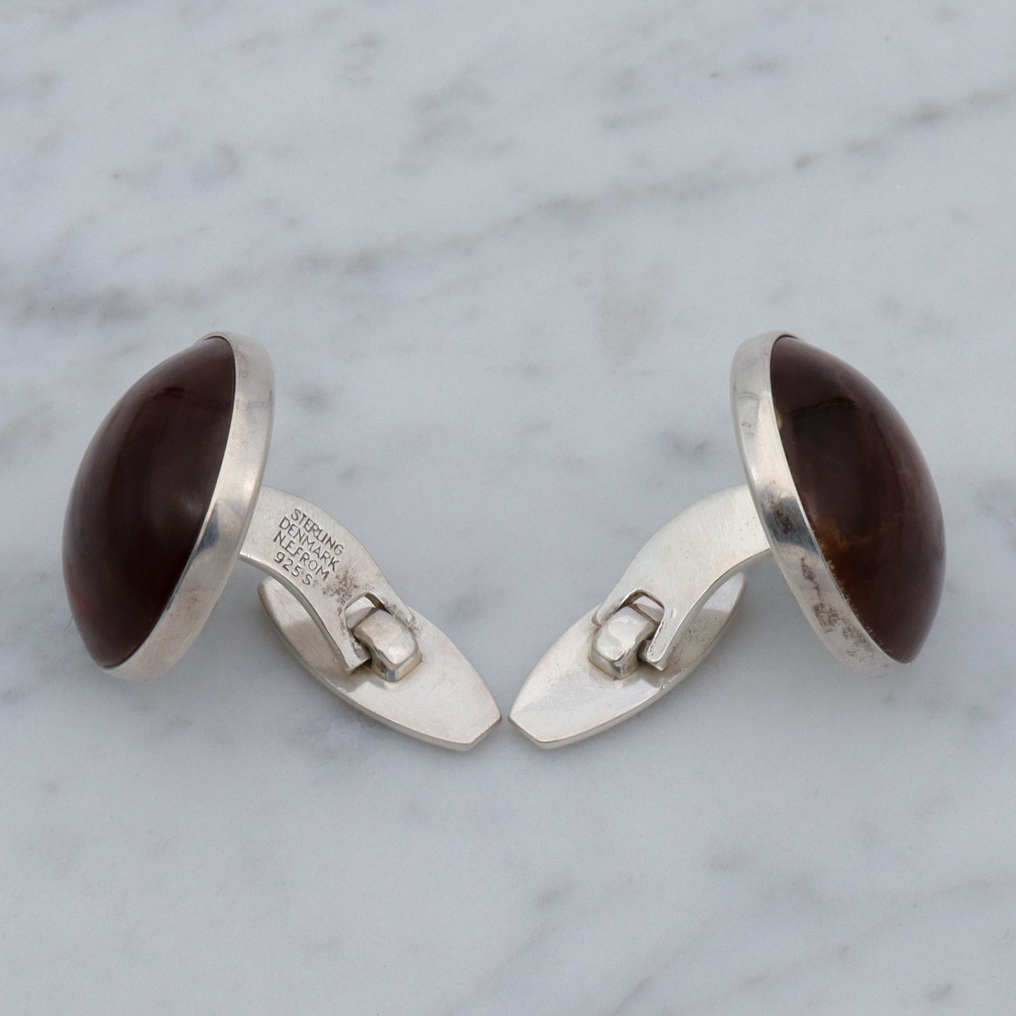 Antique Danish Modern N.E. From sterling & amber cufflinks