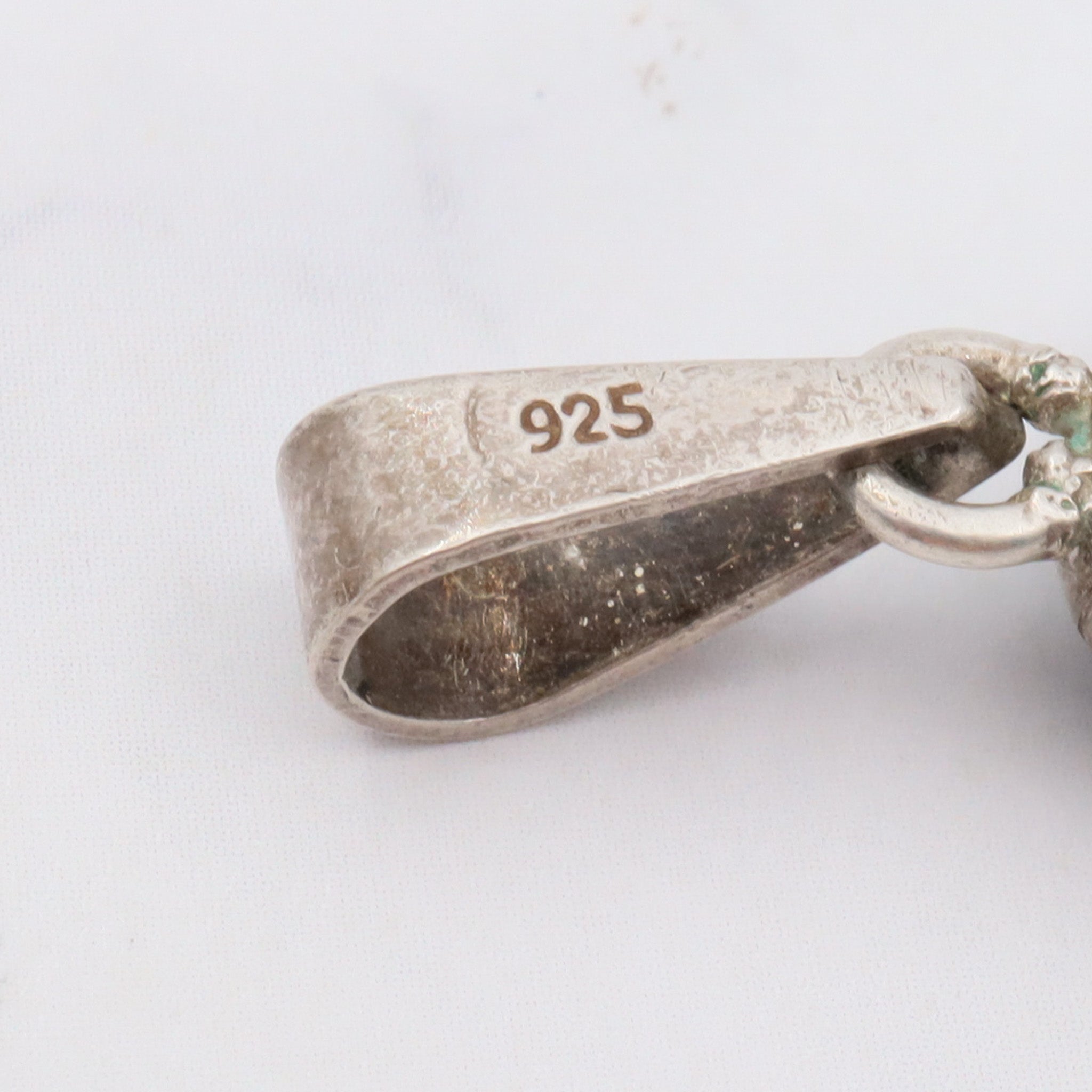 Antique sterling & moss agate pendant