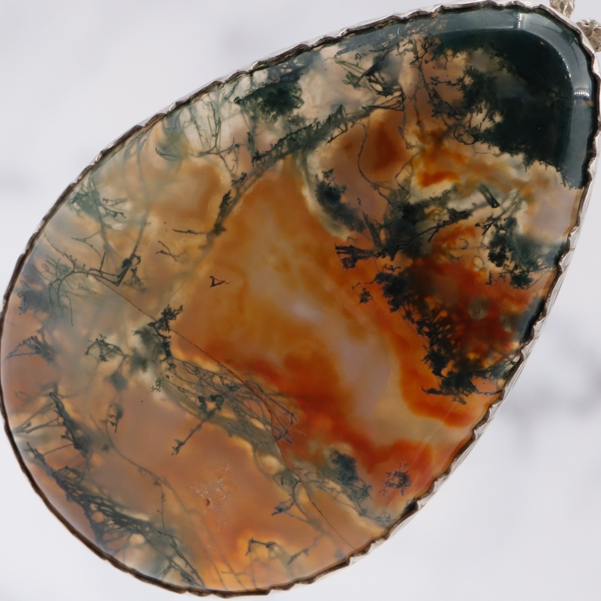 Antique sterling & moss agate pendant