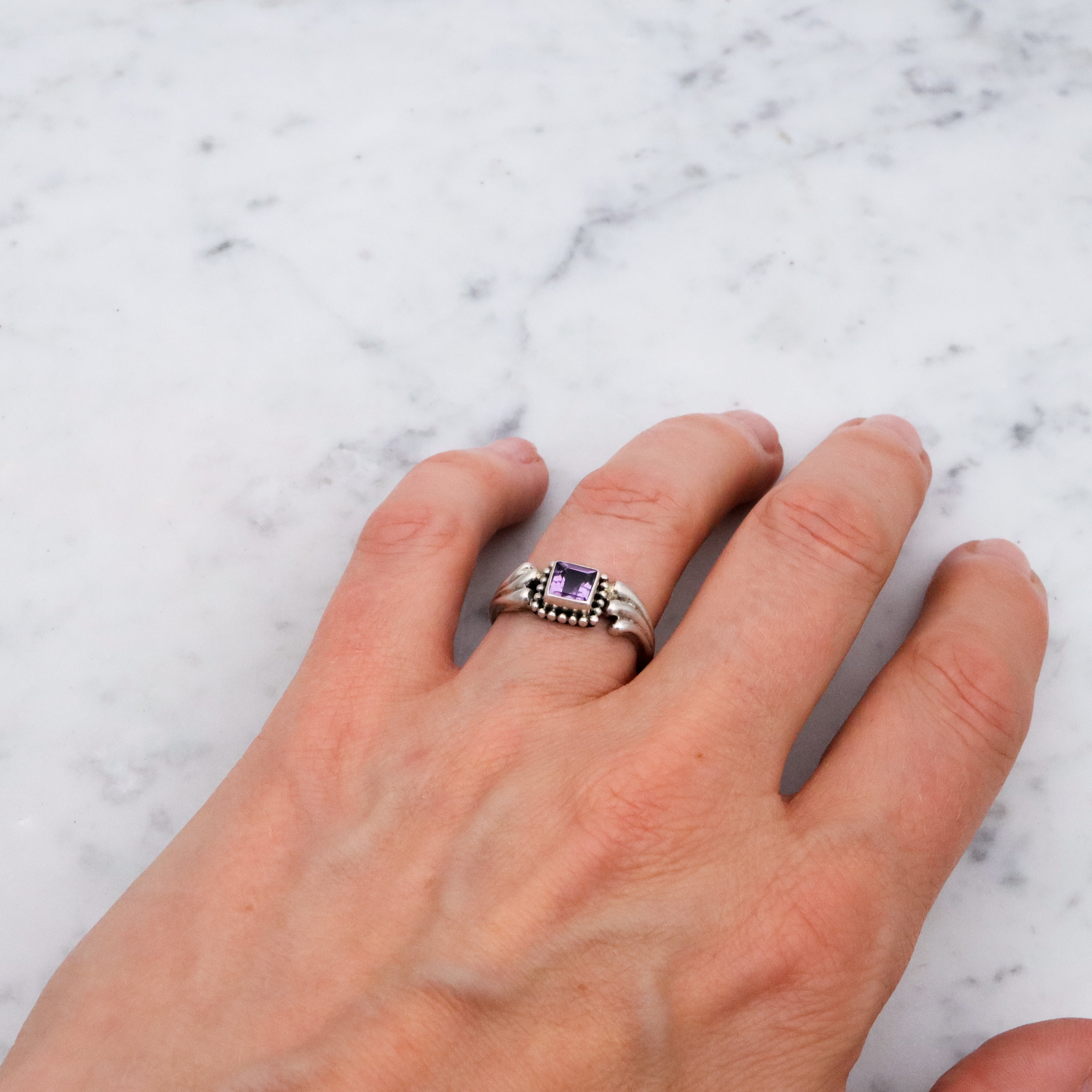 Vintage sterling amethyst ring, size 7