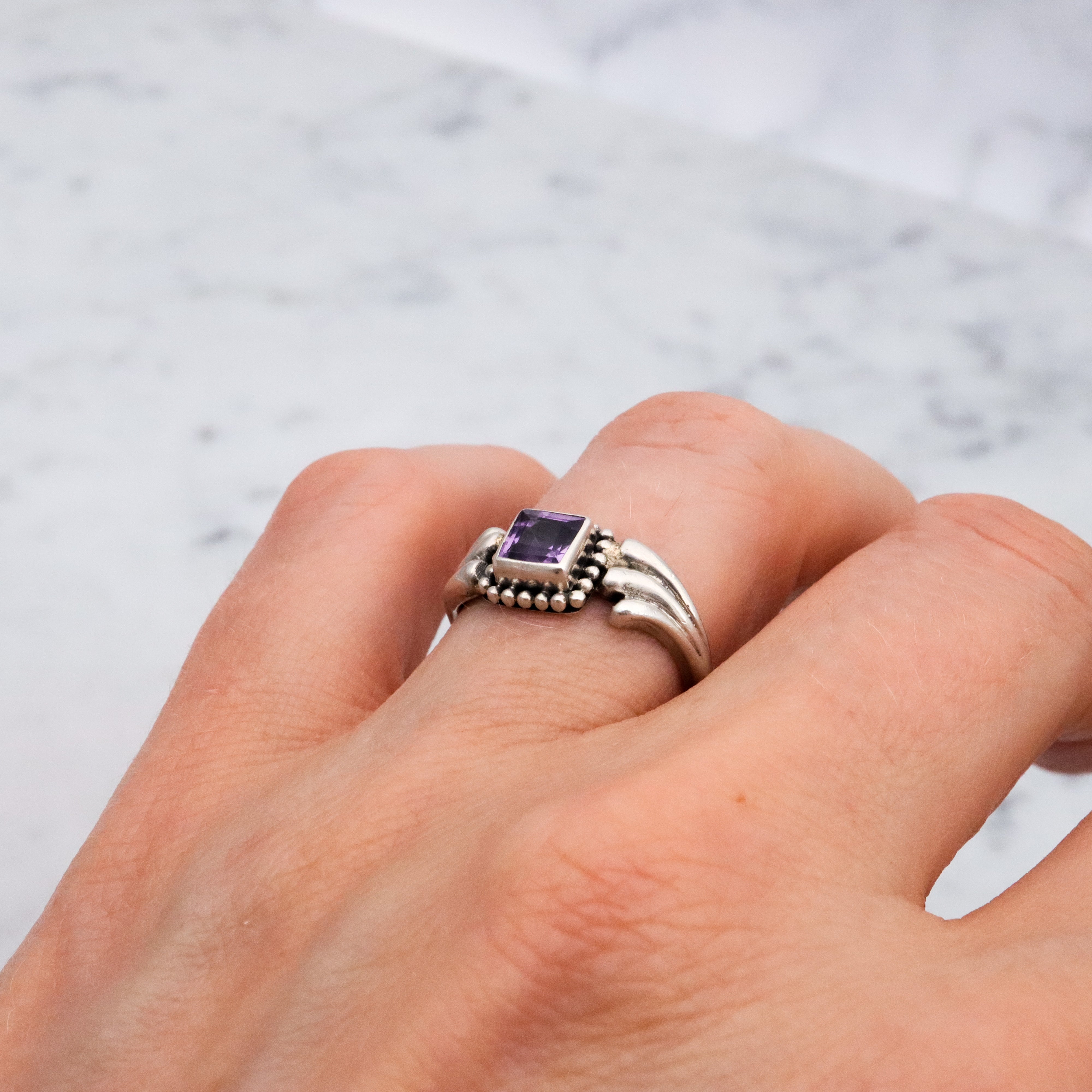 Vintage sterling amethyst ring, size 7
