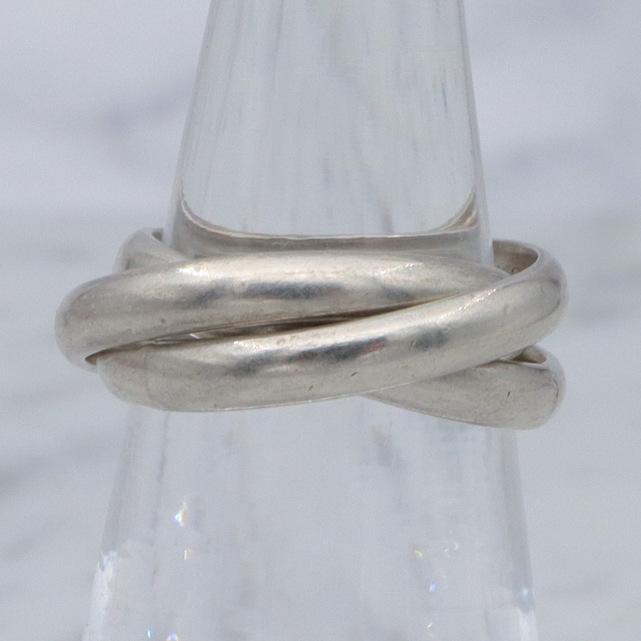 Vintage Mexican sterling silver 3 band rolling ring, sz 4