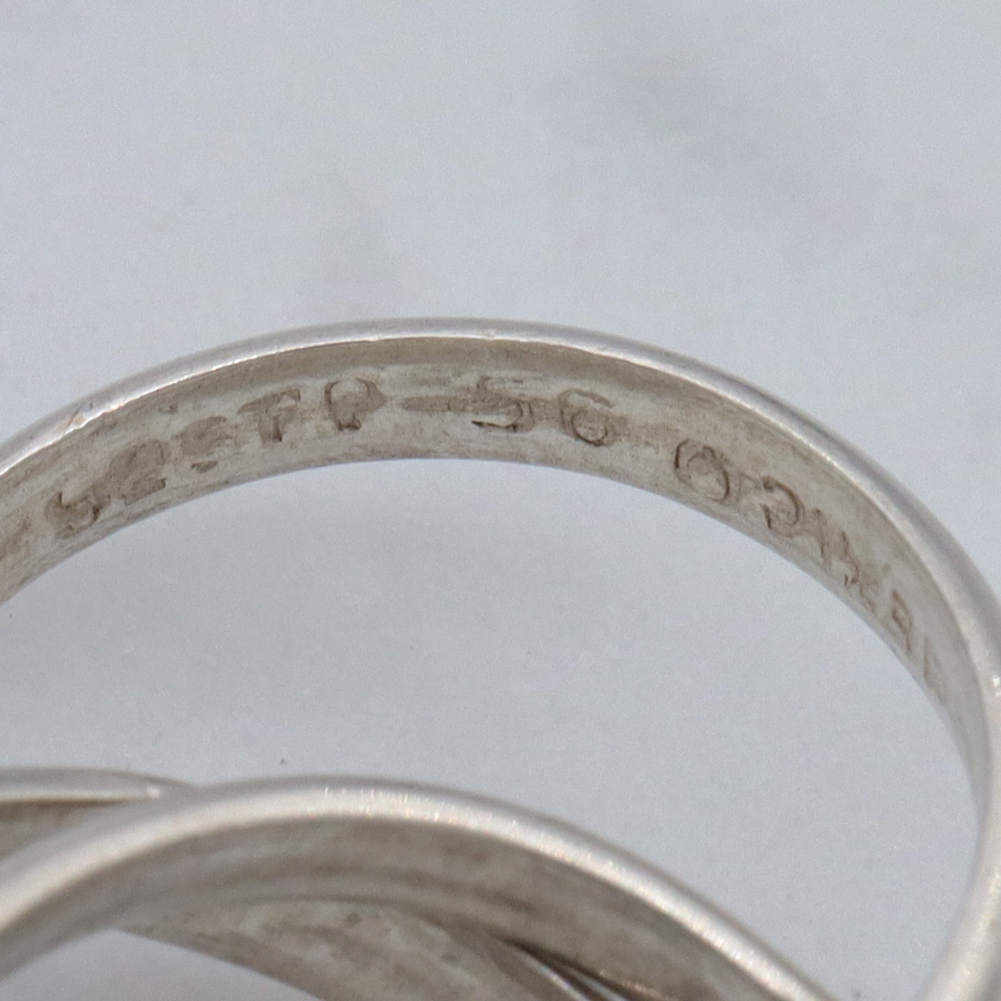 Vintage Mexican sterling silver 3 band rolling ring, sz 4