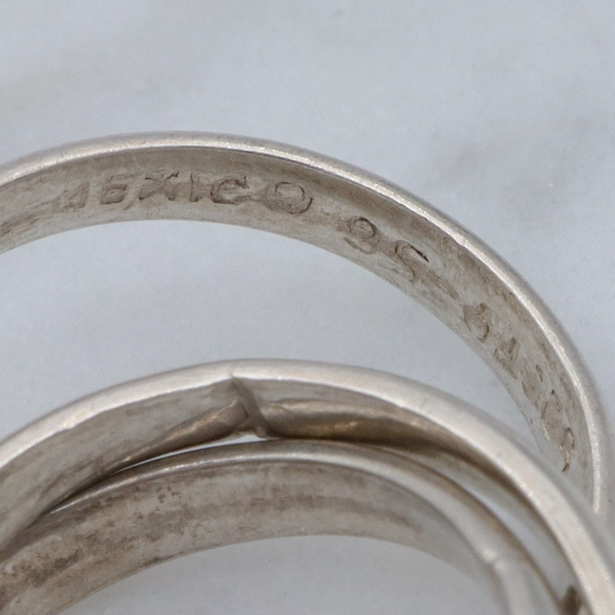 Vintage Mexican sterling silver 3 band rolling ring, sz 4