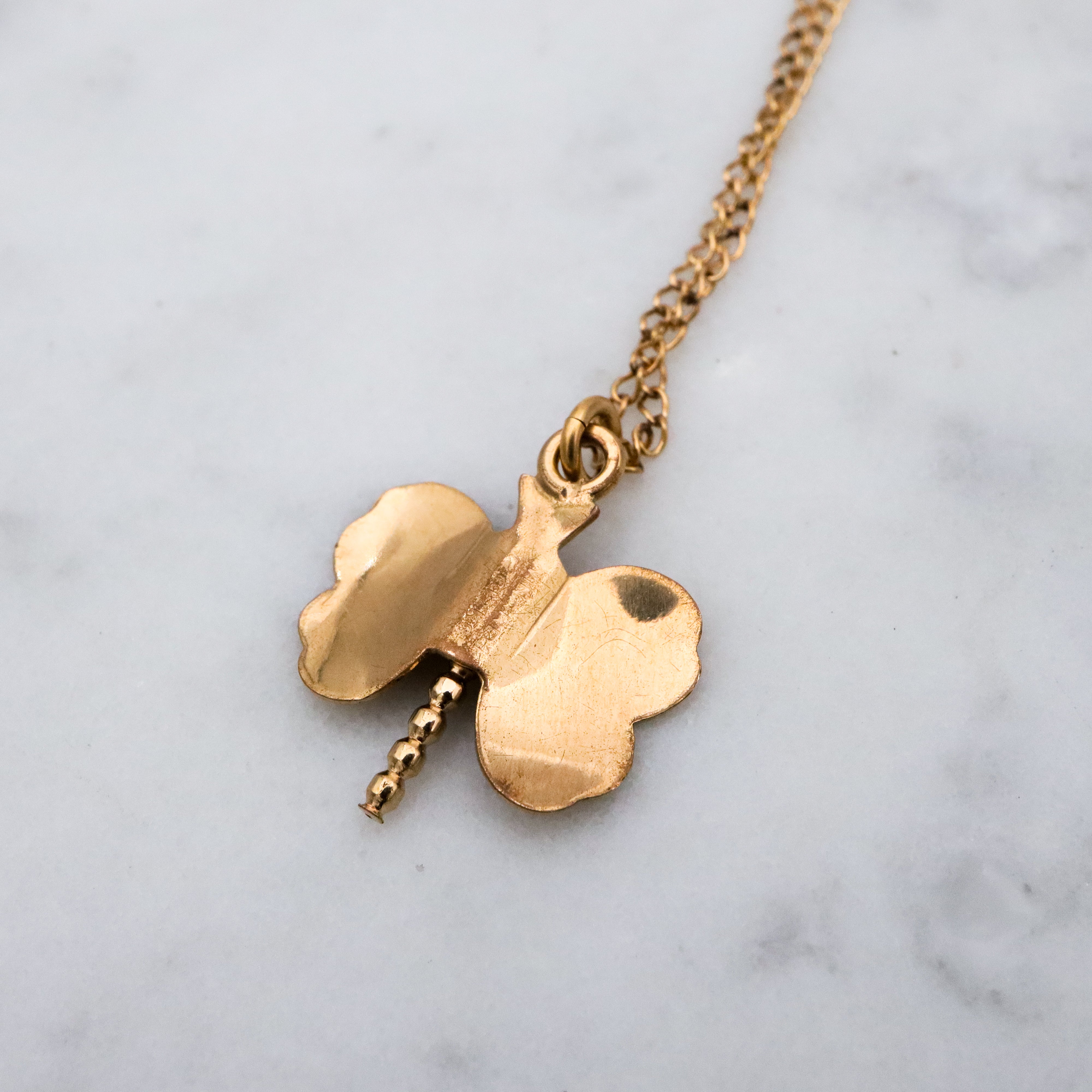 Mid Century 12k gold filled butterfly pendant necklace