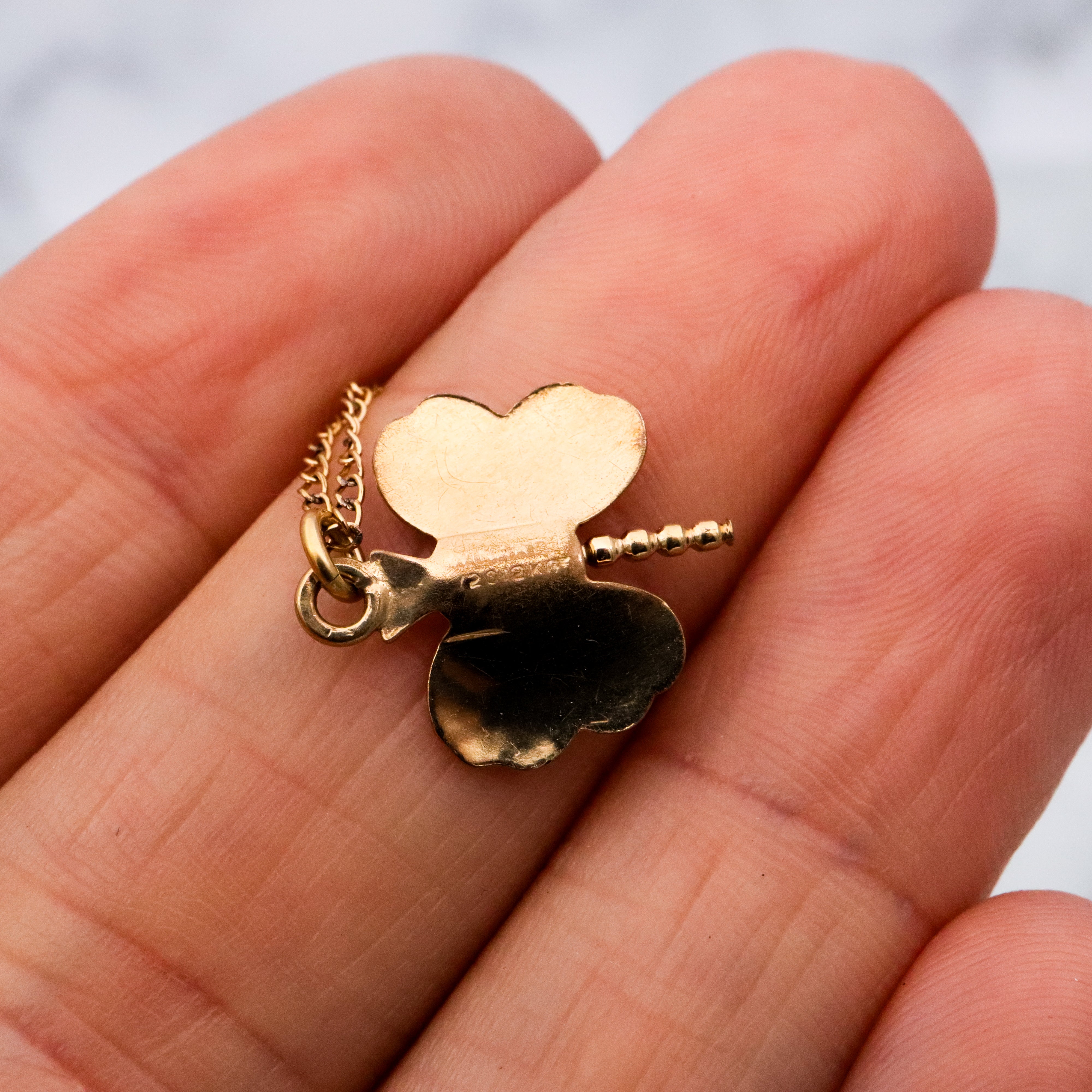 Mid Century 12k gold filled butterfly pendant necklace