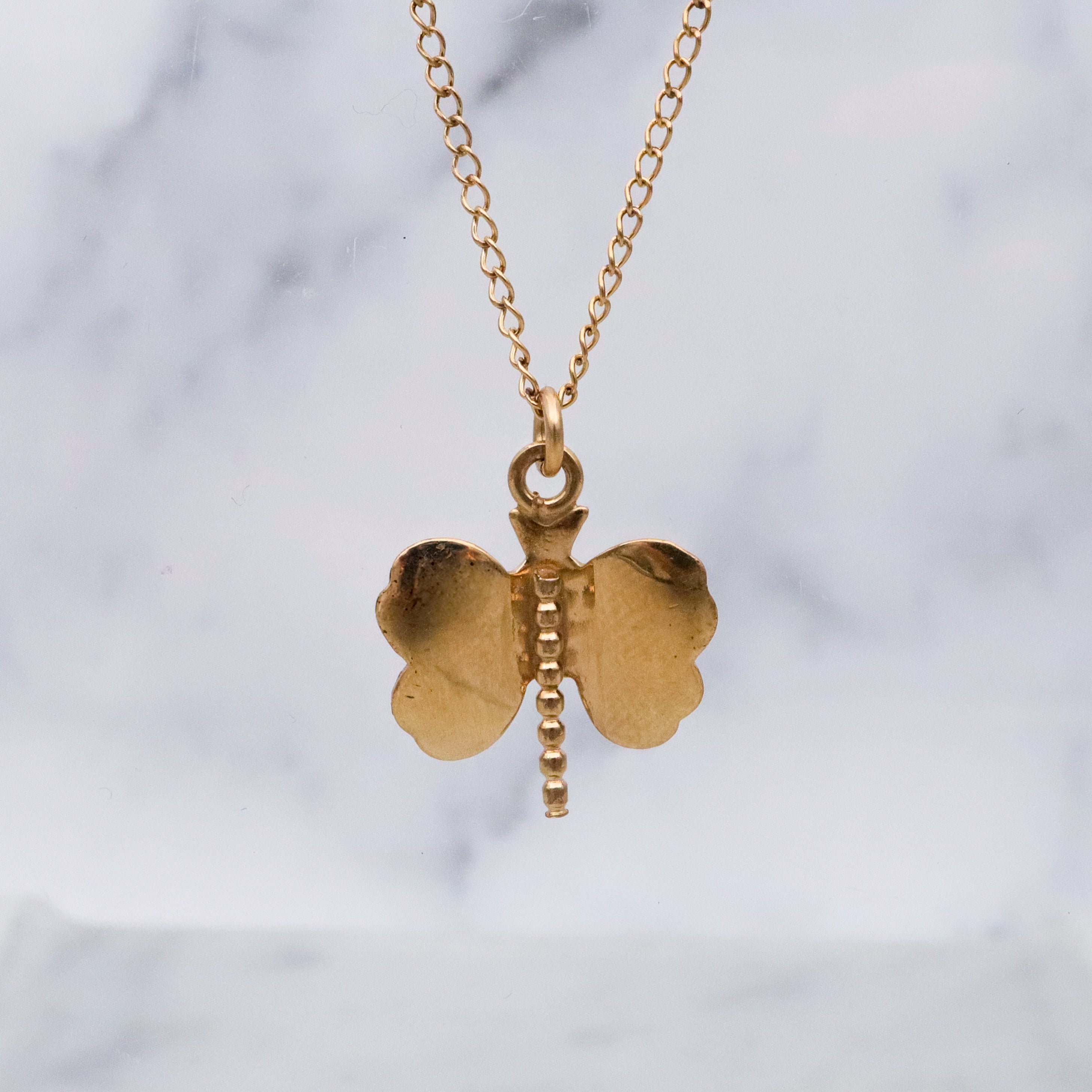 Mid Century 12k gold filled butterfly pendant necklace