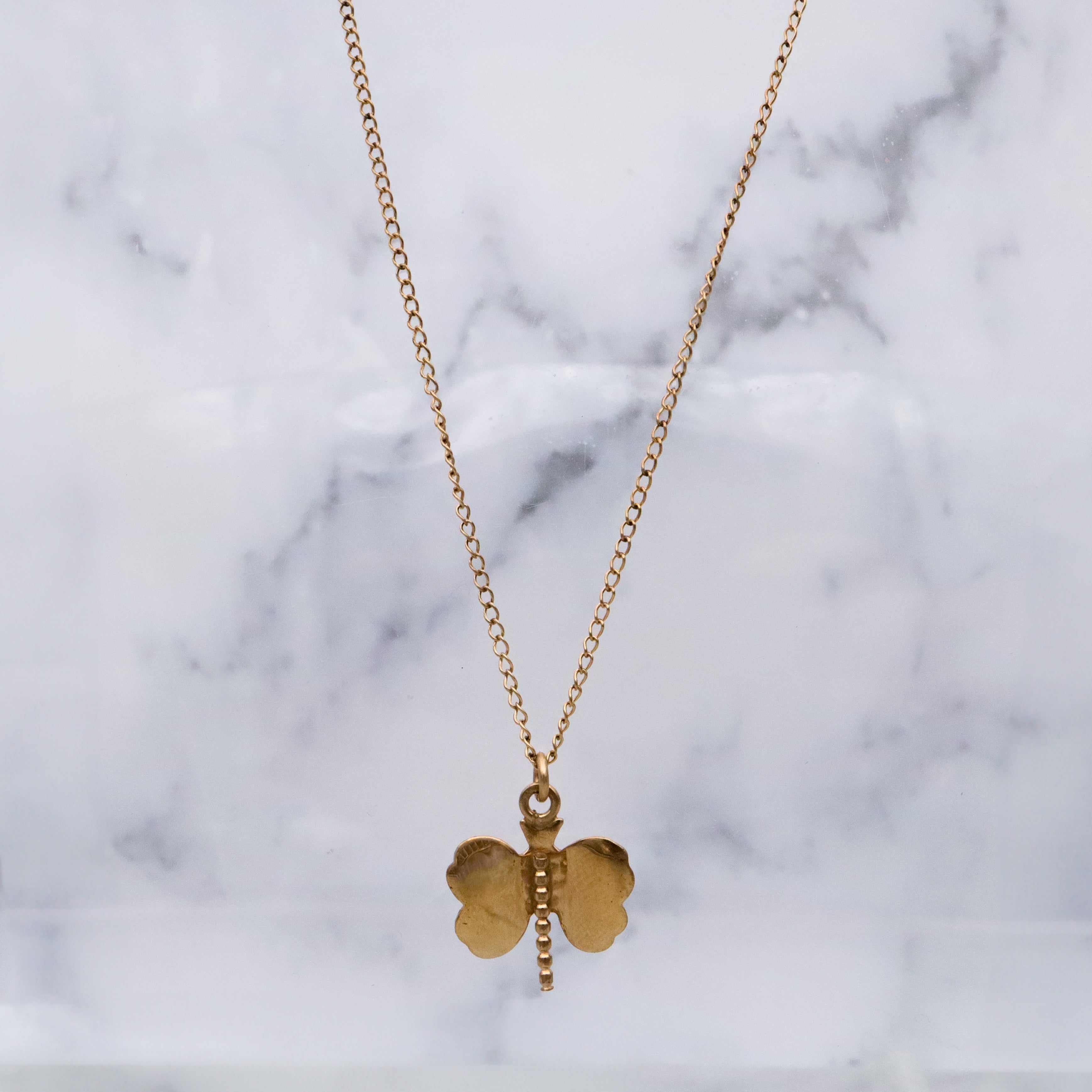 Mid Century 12k gold filled butterfly pendant necklace