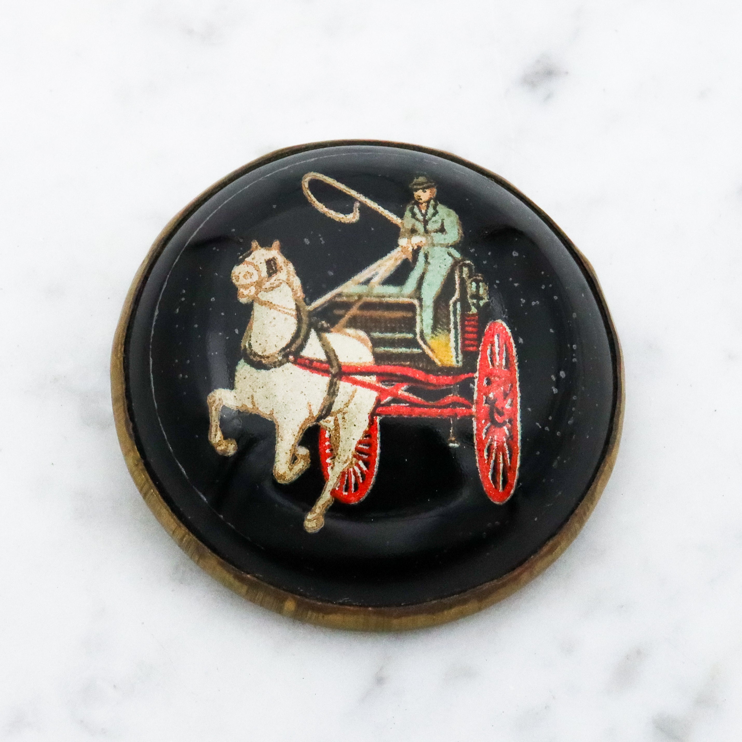 Antique Victorian equestrian horse bridle rosette pin