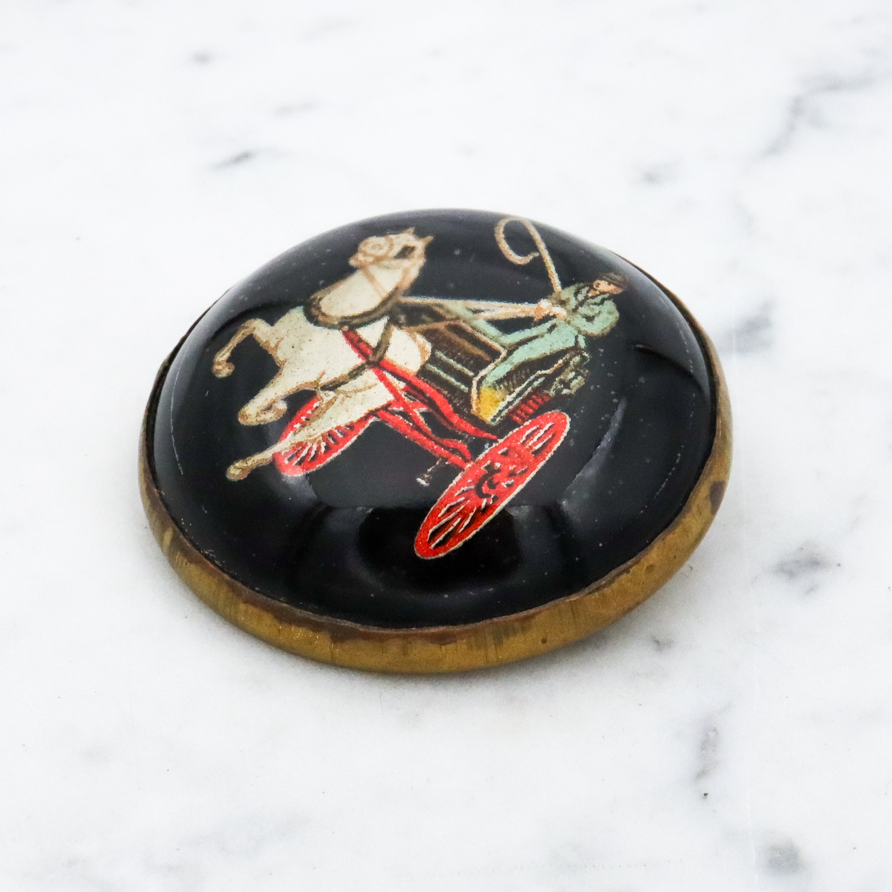 Antique Victorian equestrian horse bridle rosette pin