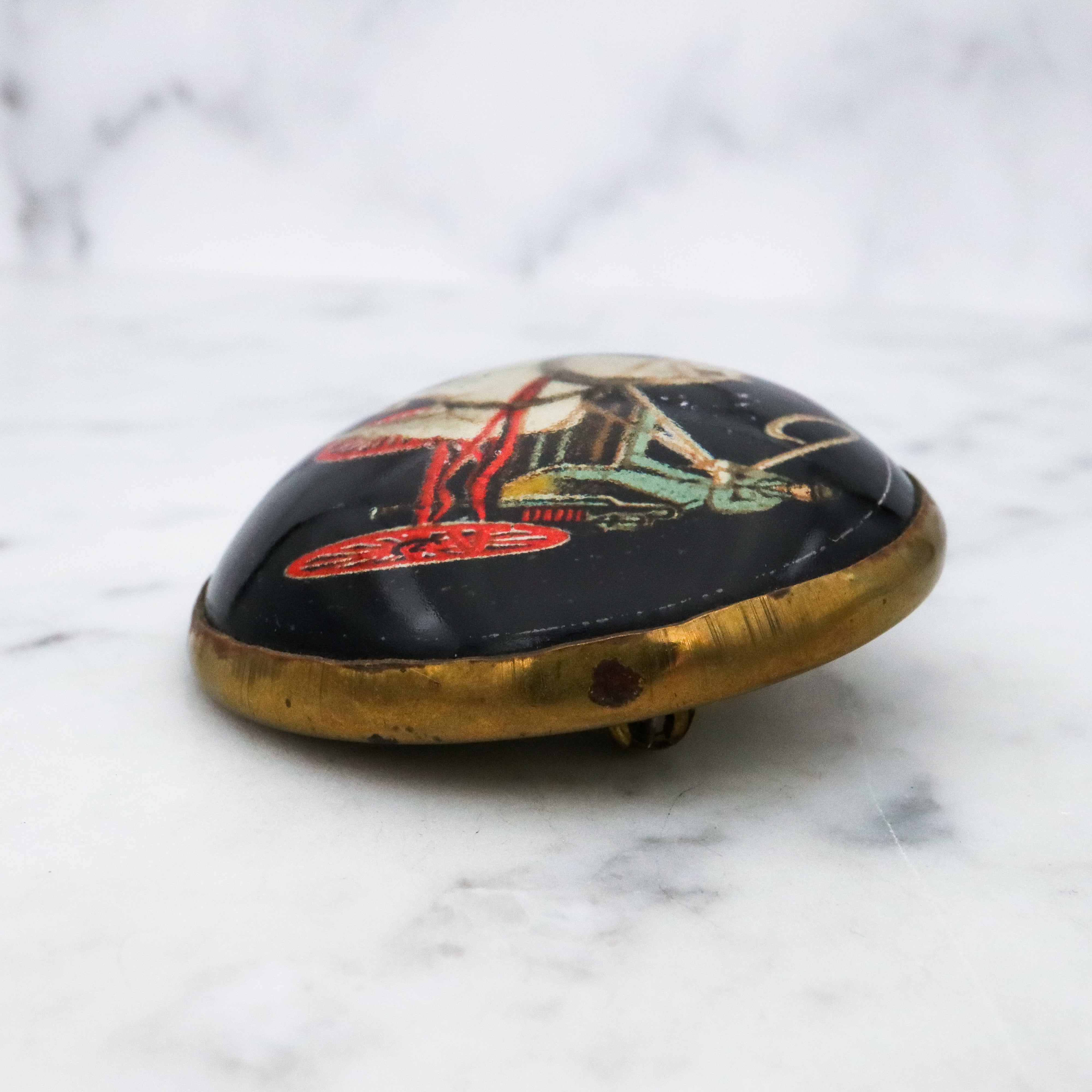 Antique Victorian equestrian horse bridle rosette pin