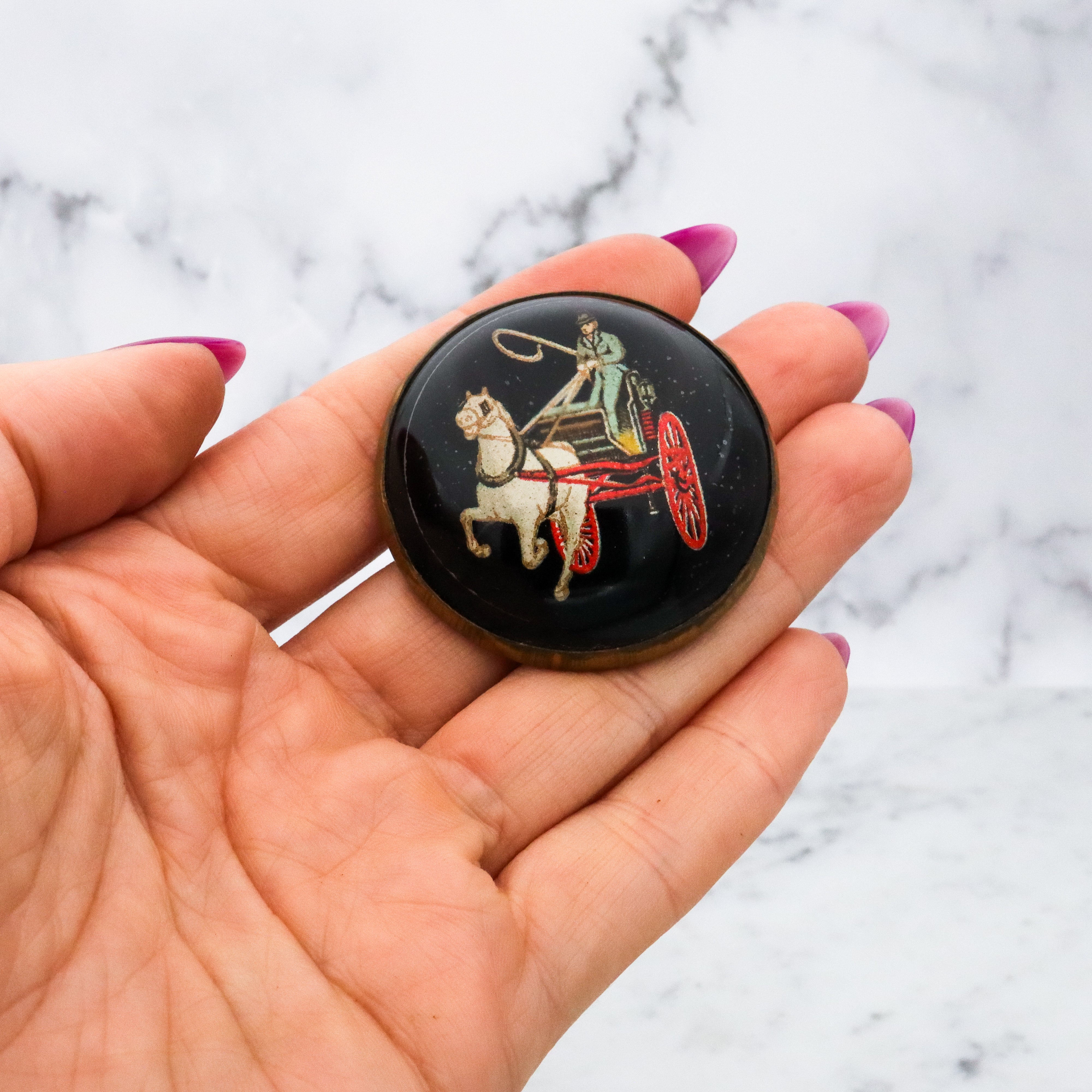 Antique Victorian equestrian horse bridle rosette pin