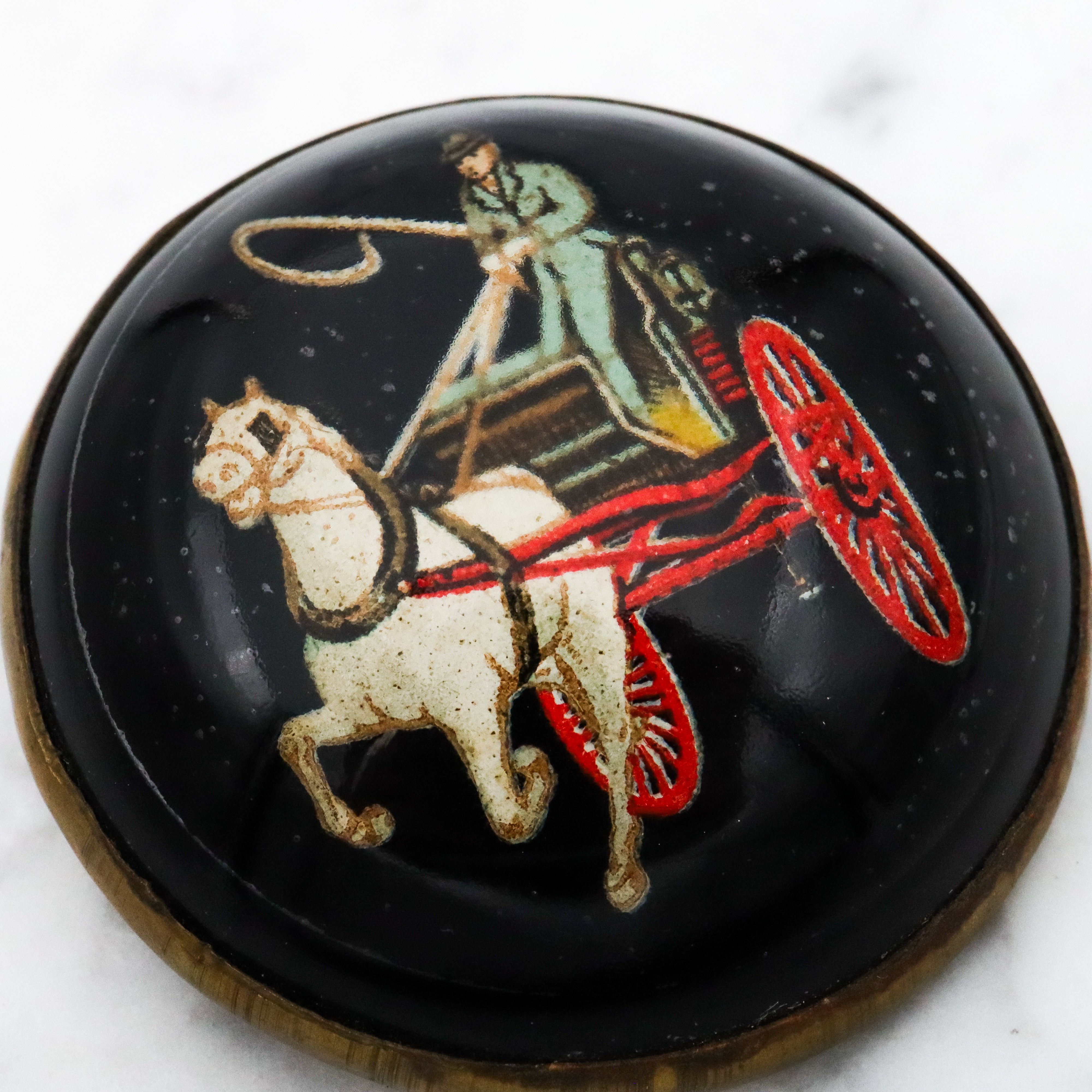 Antique Victorian equestrian horse bridle rosette pin