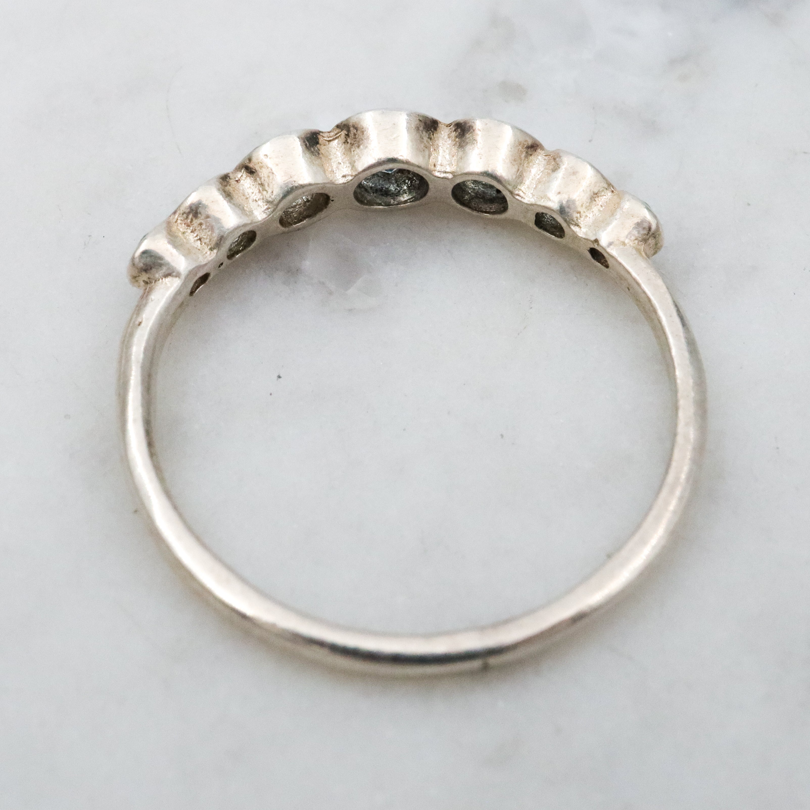 Vintage sterling faux aquamarine bubble ring, size 8