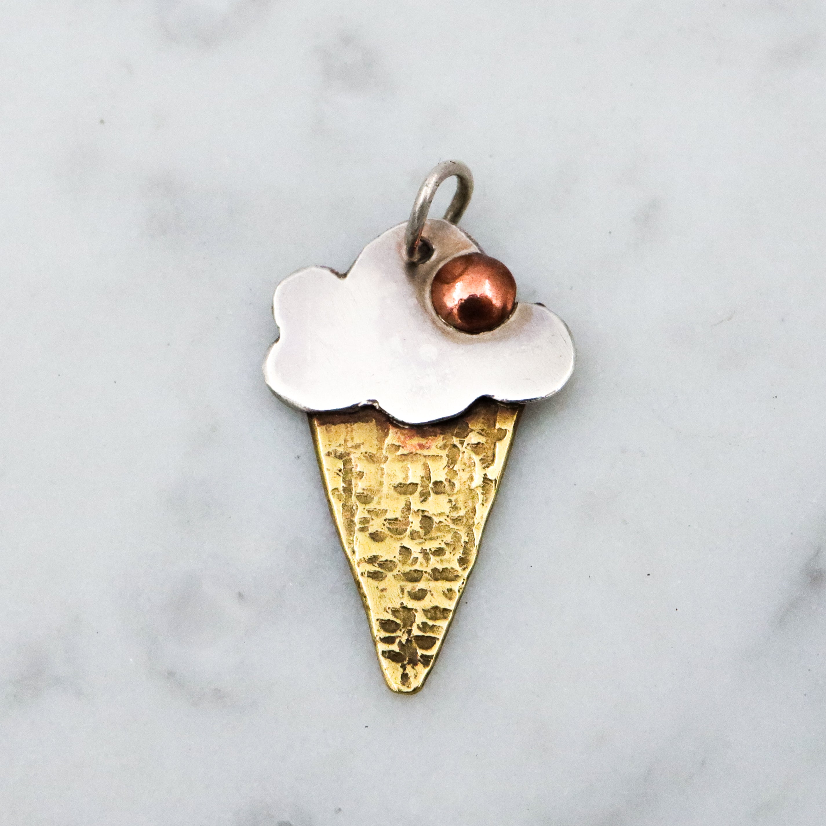 Vintage mixed metals sterling ice cream cone charm pendant by Sudlow