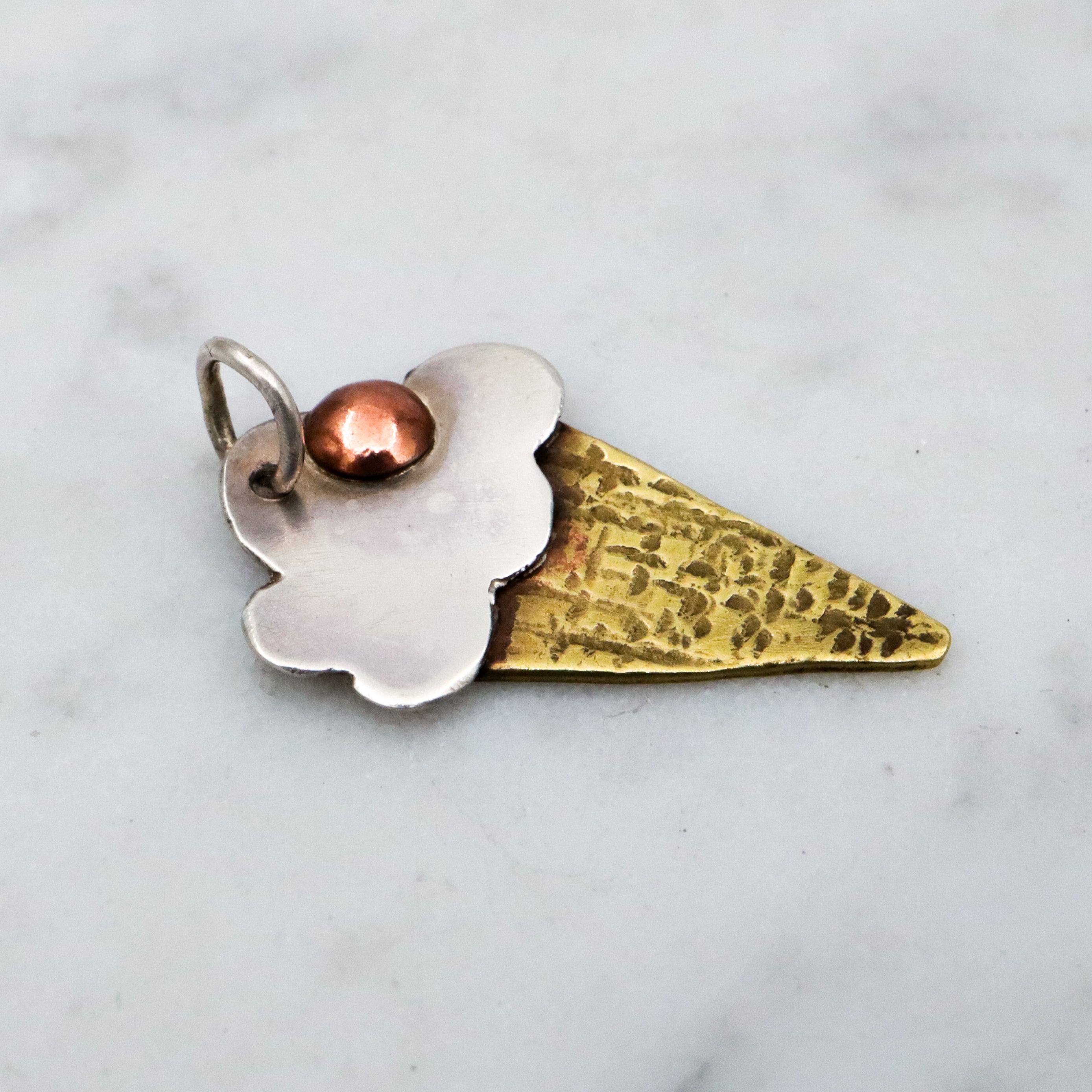 Vintage mixed metals sterling ice cream cone charm pendant by Sudlow