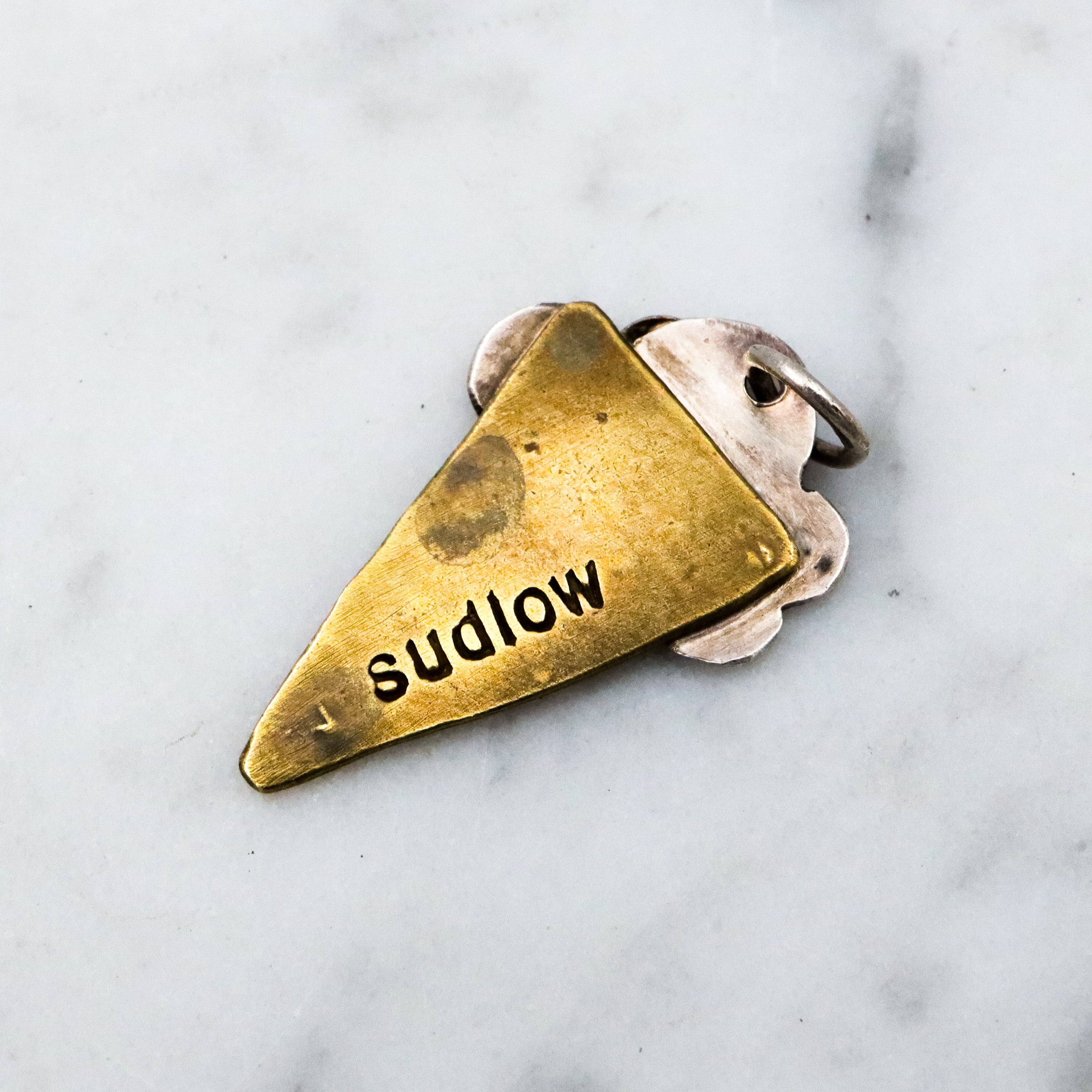 Vintage mixed metals sterling ice cream cone charm pendant by Sudlow