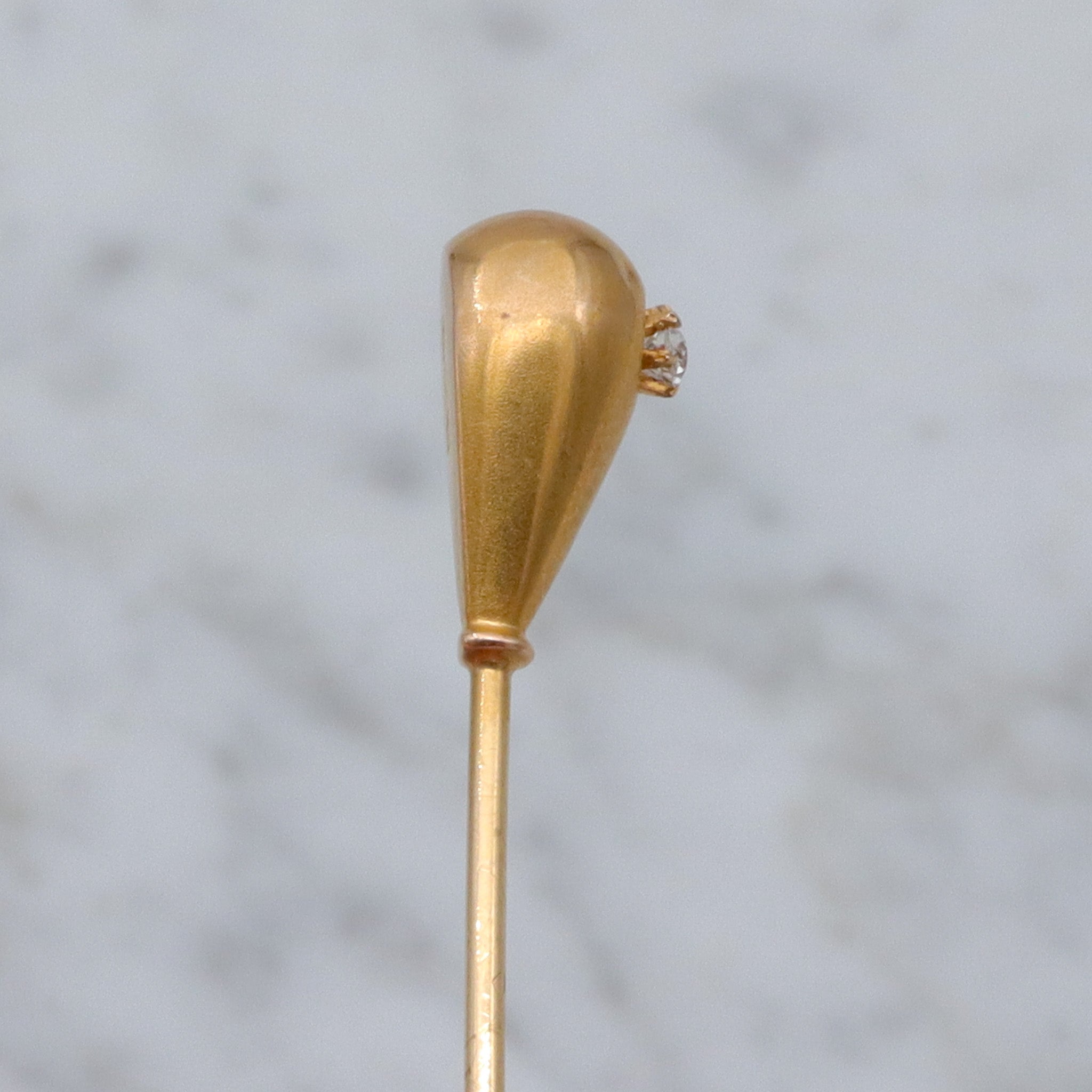 Antique Victorian H.A. Kirby 14k gold & old mine cut diamond stick pin
