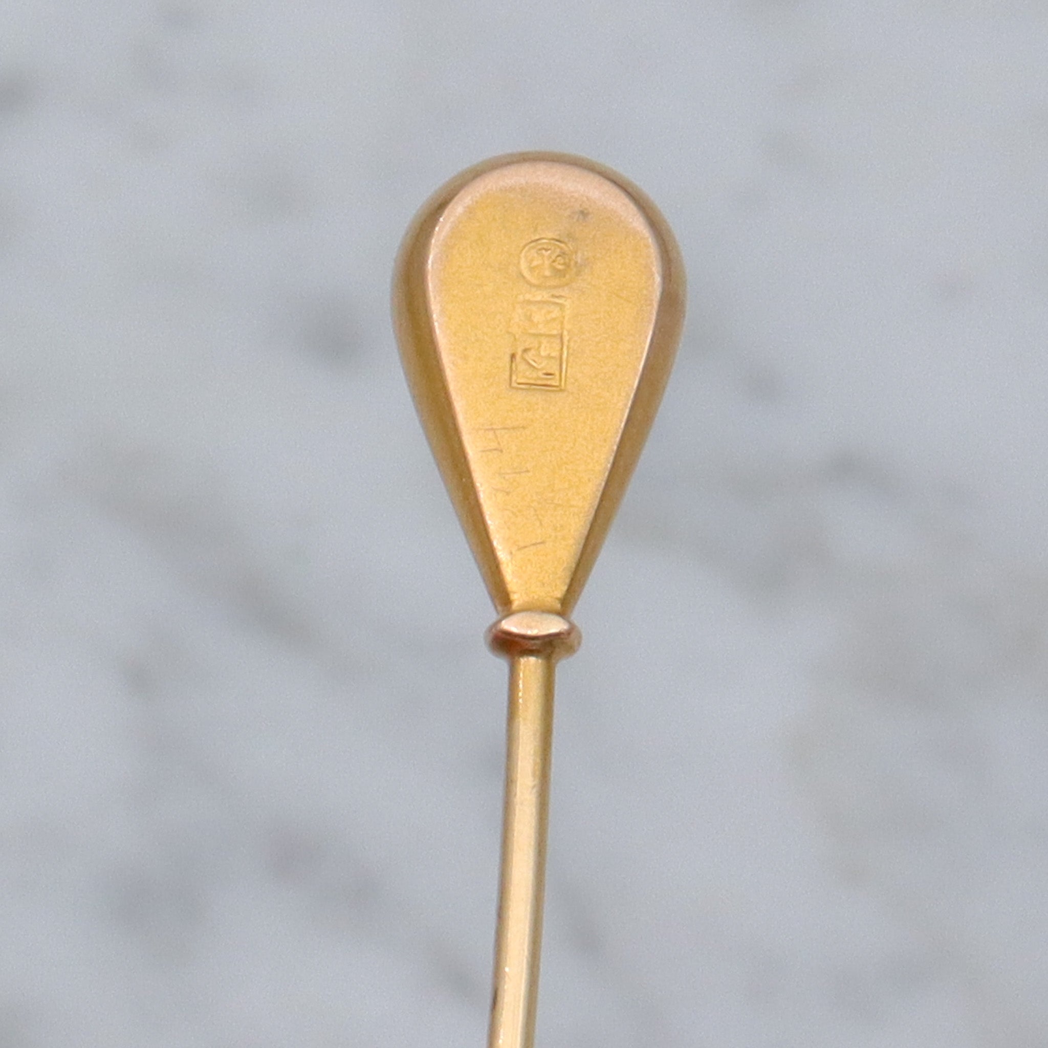 Antique Victorian H.A. Kirby 14k gold & old mine cut diamond stick pin