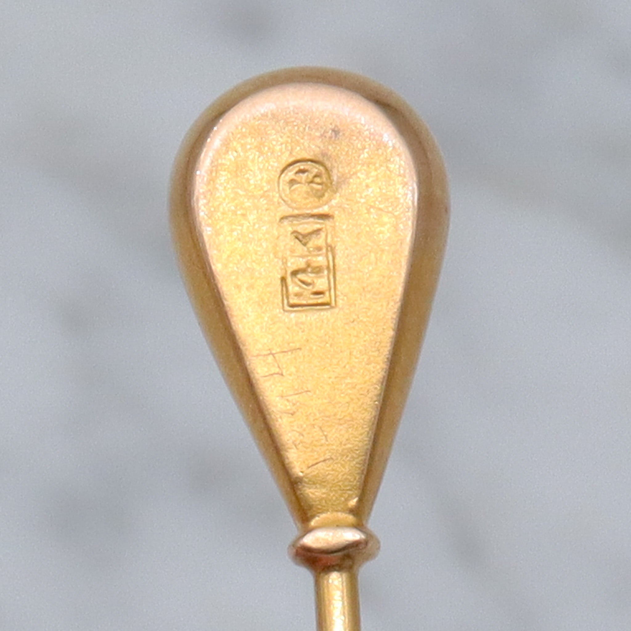Antique Victorian H.A. Kirby 14k gold & old mine cut diamond stick pin