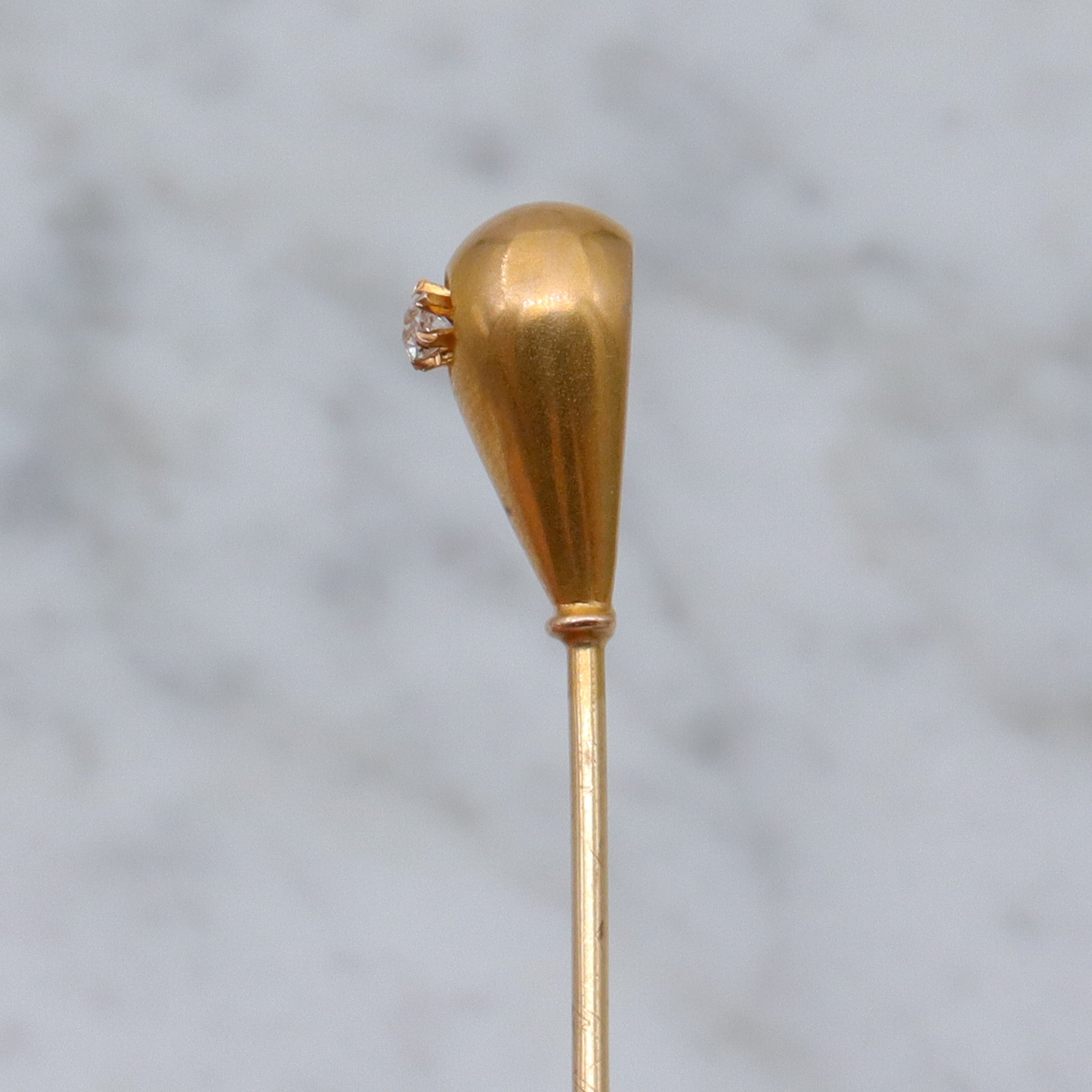 Antique Victorian H.A. Kirby 14k gold & old mine cut diamond stick pin