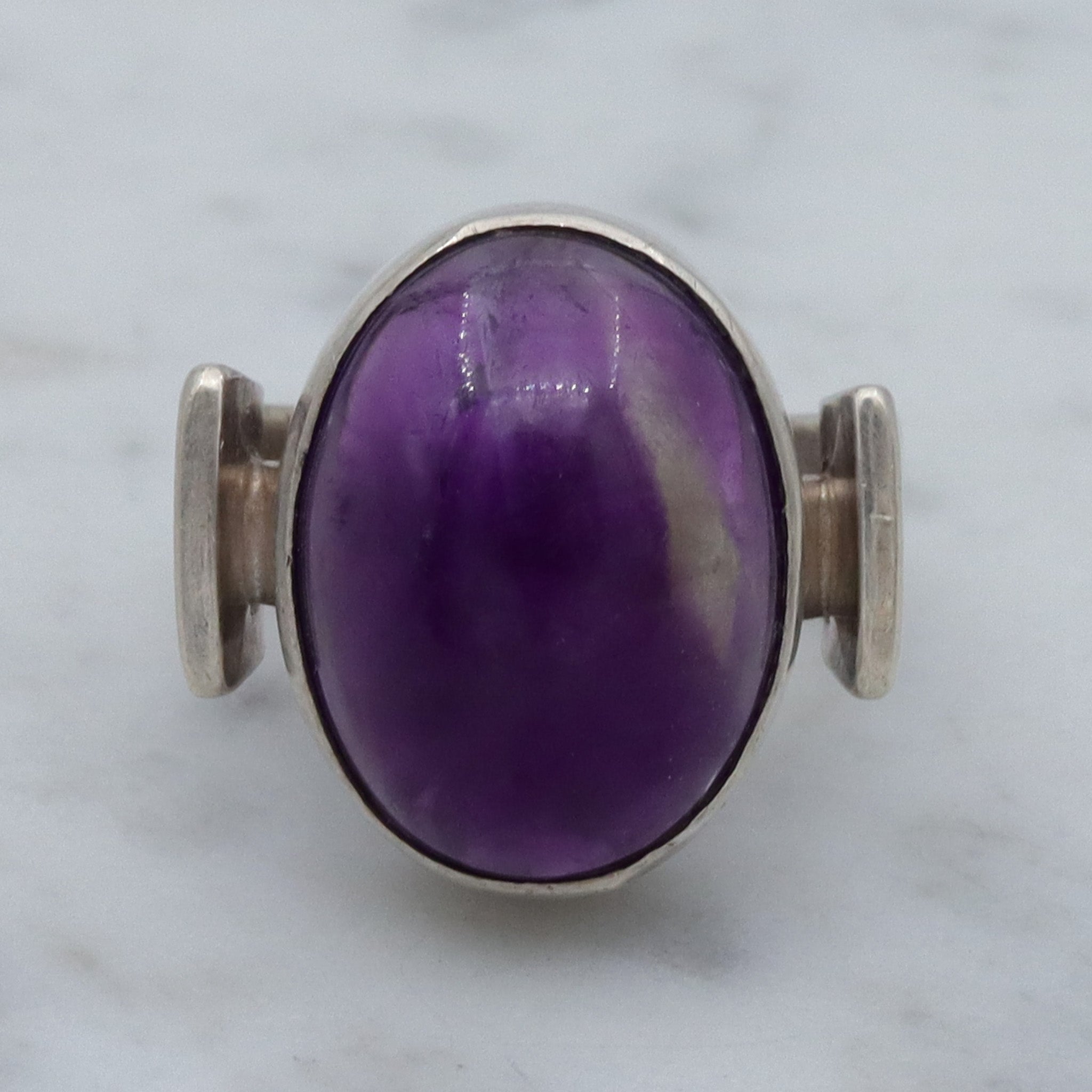 Mid Century Danish Modern sterling amethyst ring by N.E. From, sz 4