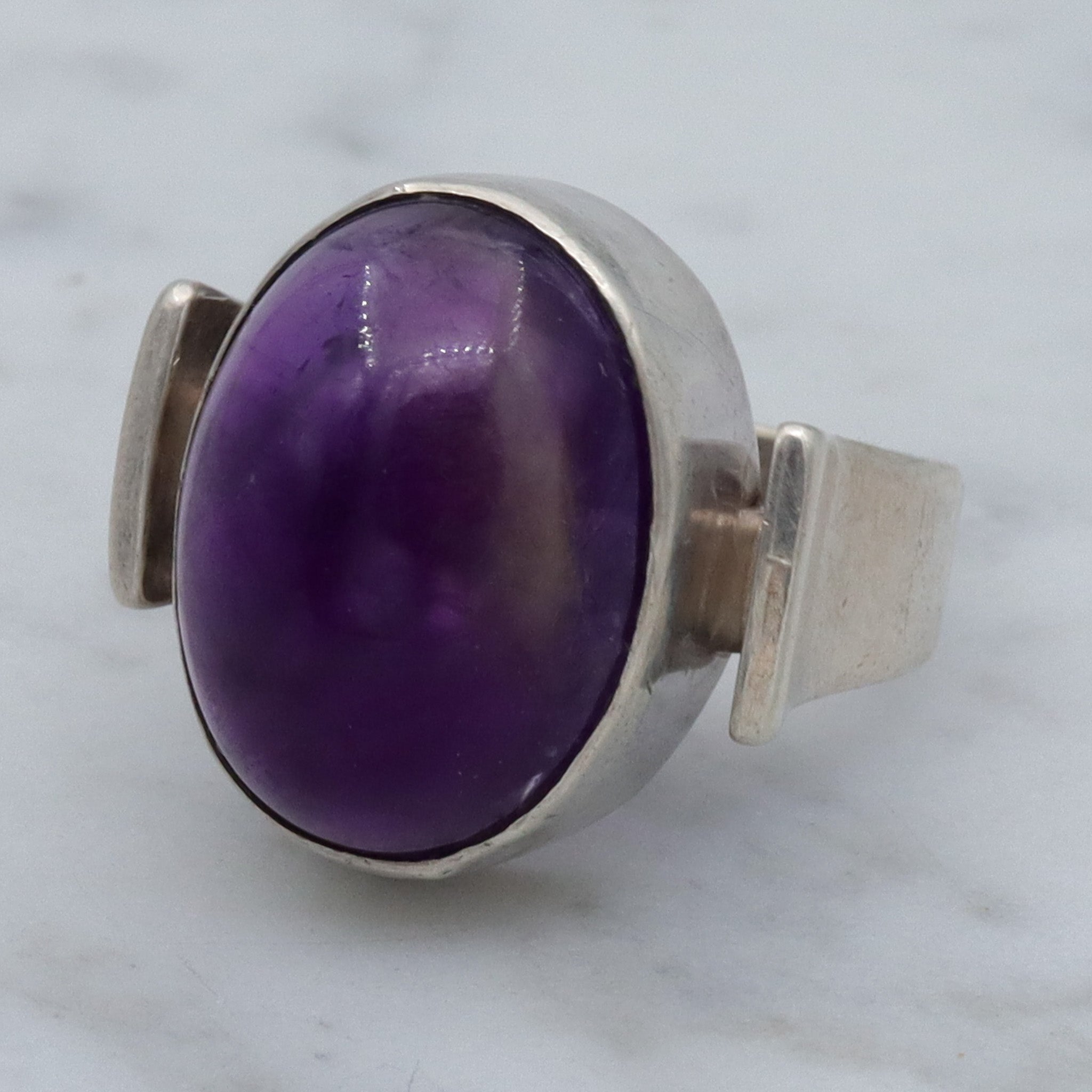 Mid Century Danish Modern sterling amethyst ring by N.E. From, sz 4